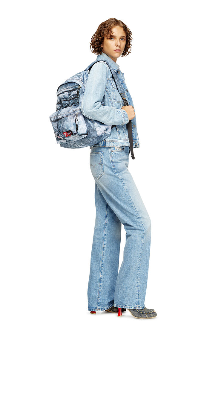 Backpack in trompe l'oeil denim