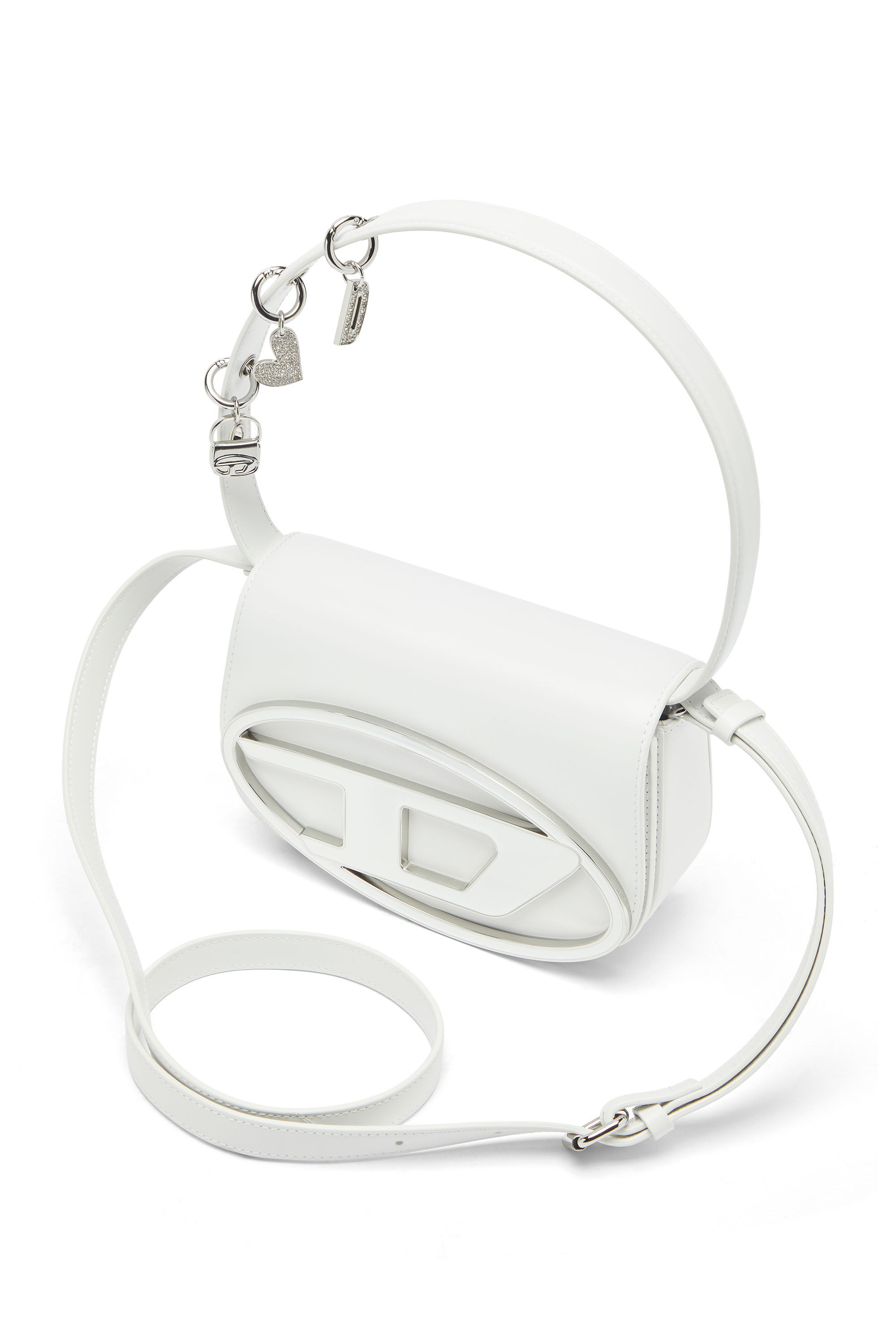Diesel - 1DR, Woman's 1DR -Iconic shoulder bag in leather with handle charms in White - 5