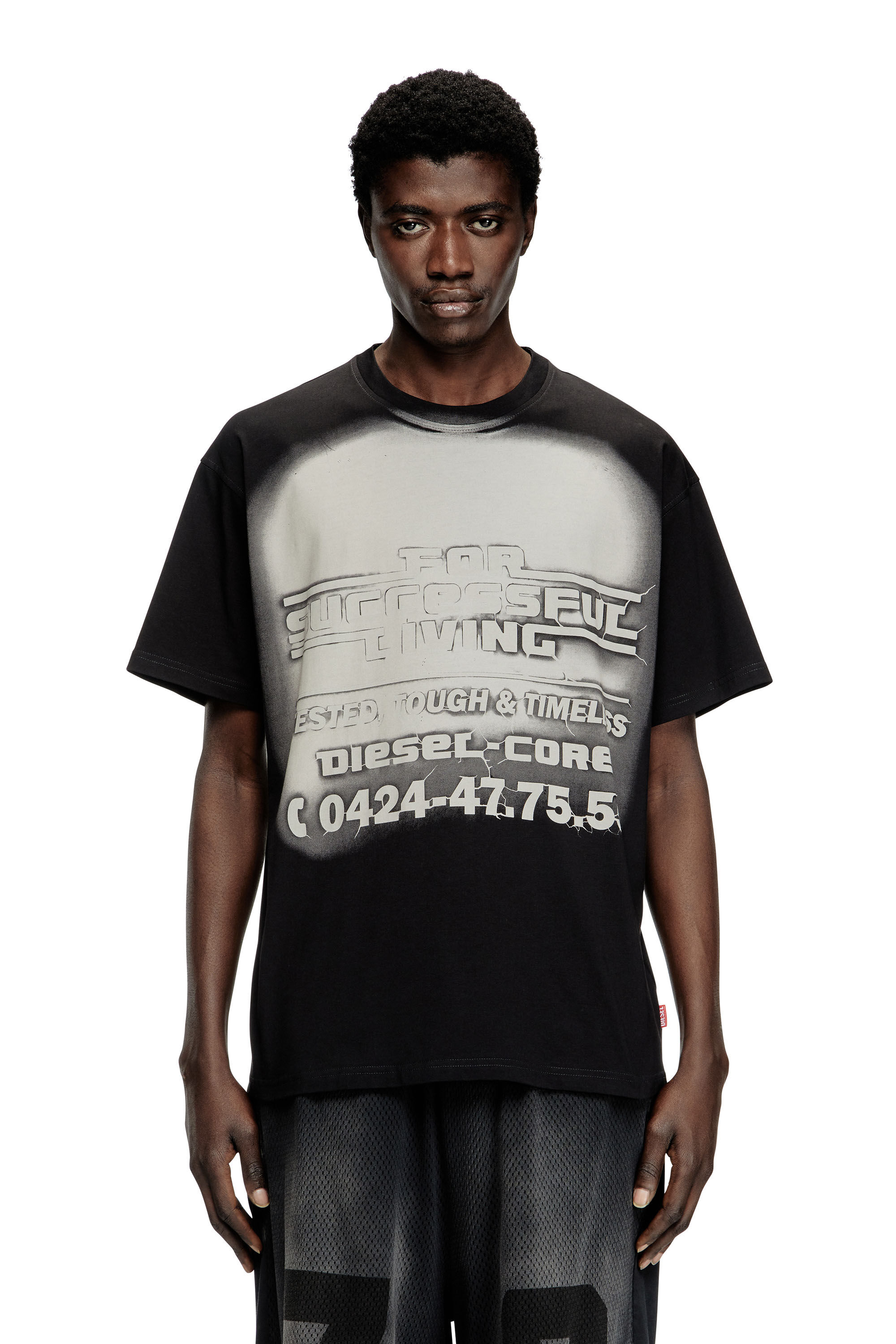 Diesel - T-BOXT-R15, Man's T-shirt with blowout logo graphic in Black - 3