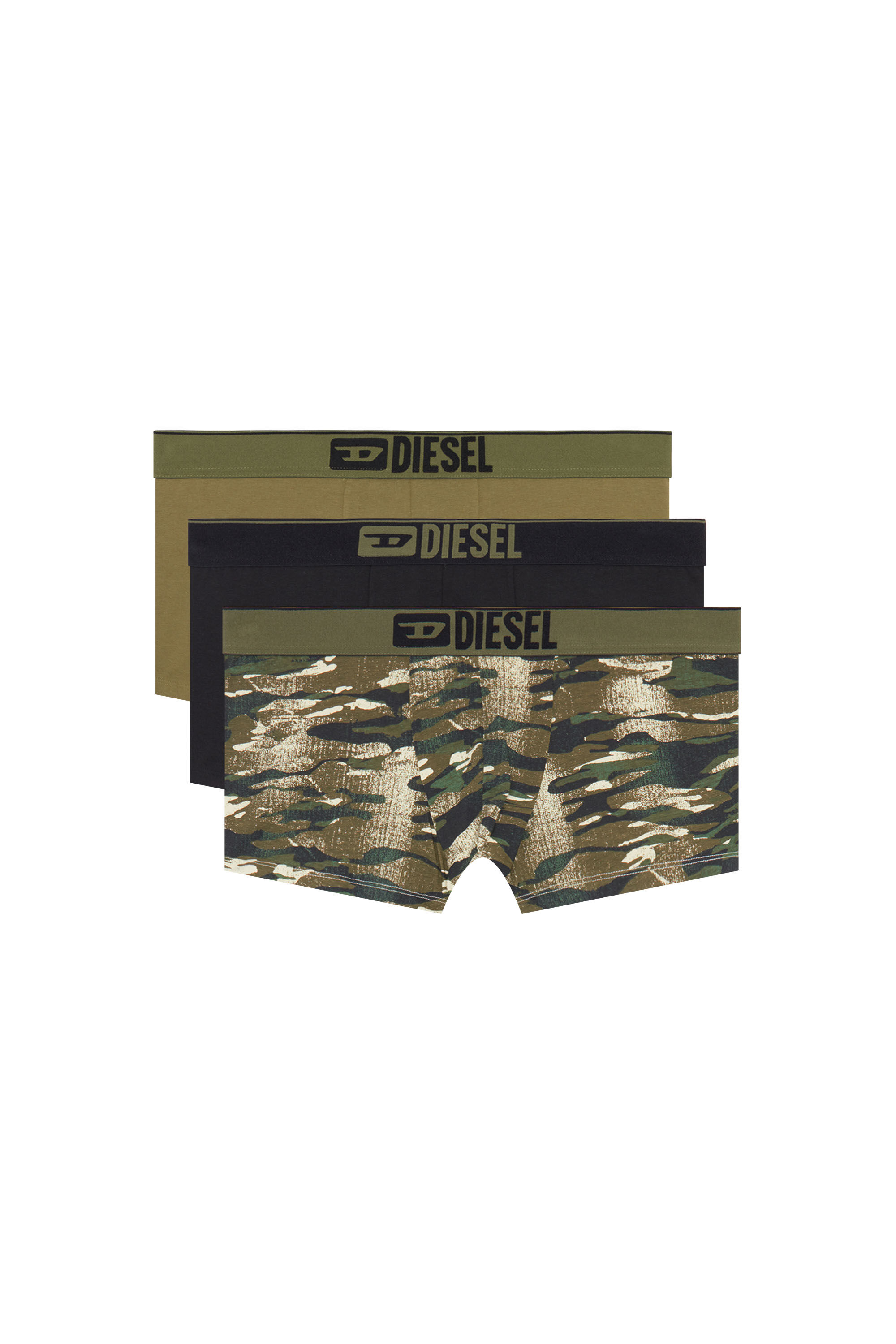 Diesel - UMBX-DAMIENTHREEPACK, Man's 3-pack boxer briefs plain and camo in Military Green - 2