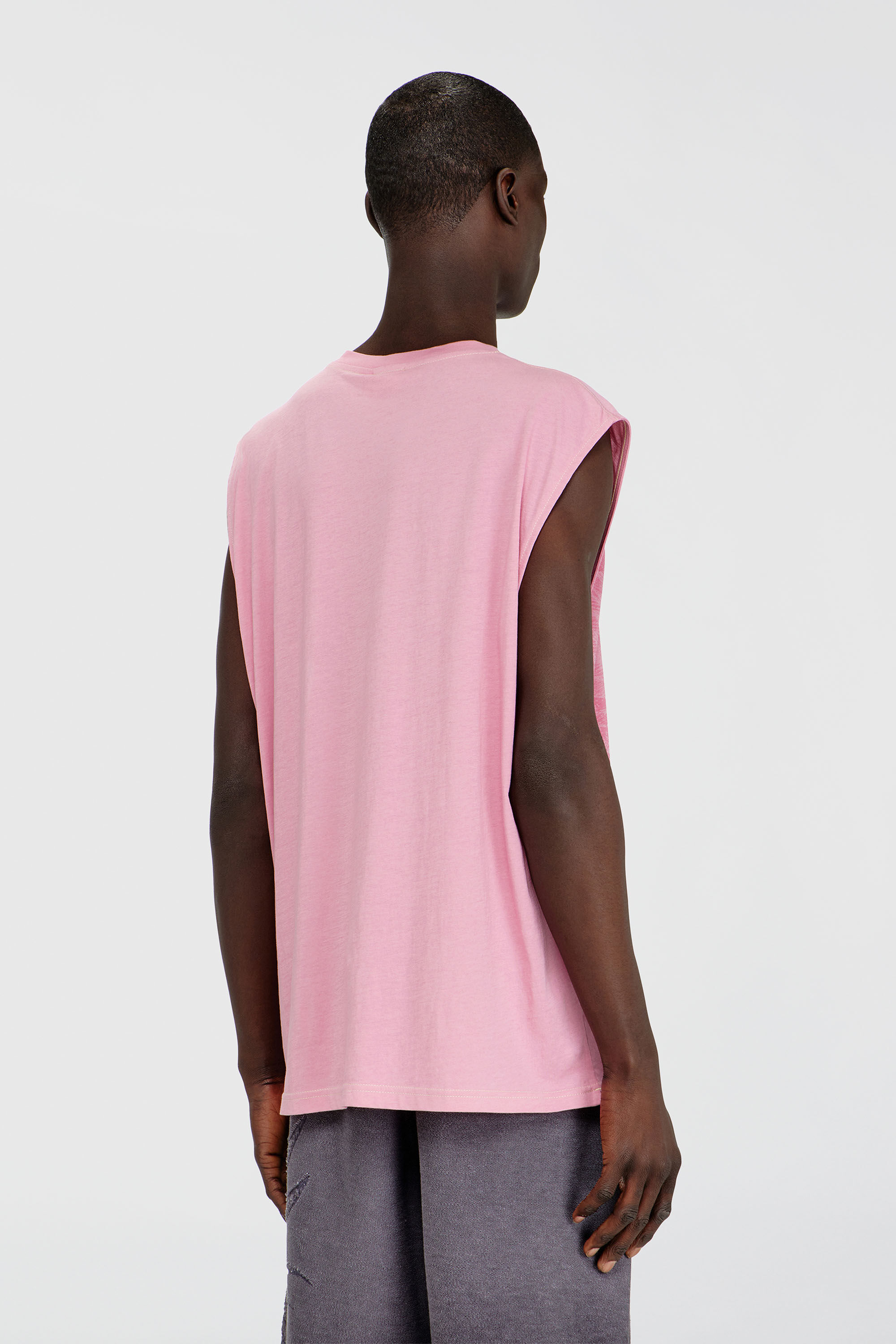 Diesel - T-BOXT-SL-NOTCH, Man's Sleeveless top in cotton with tonal graphic in Pink - 4