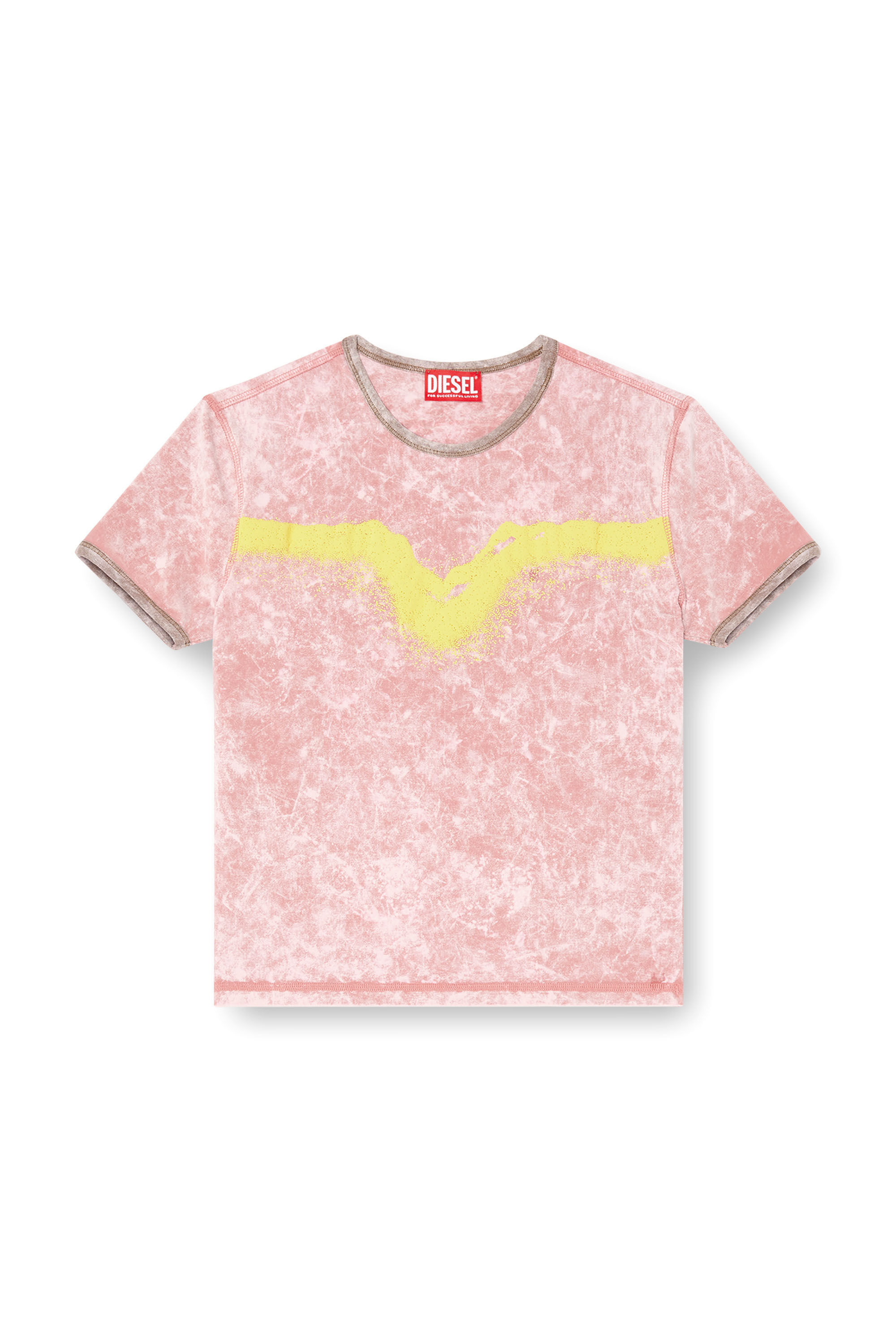 Diesel - T-UNCUTIE-LONG-Q3, Woman's Slim fit T-shirt with Oval D puff print in Pink - 2