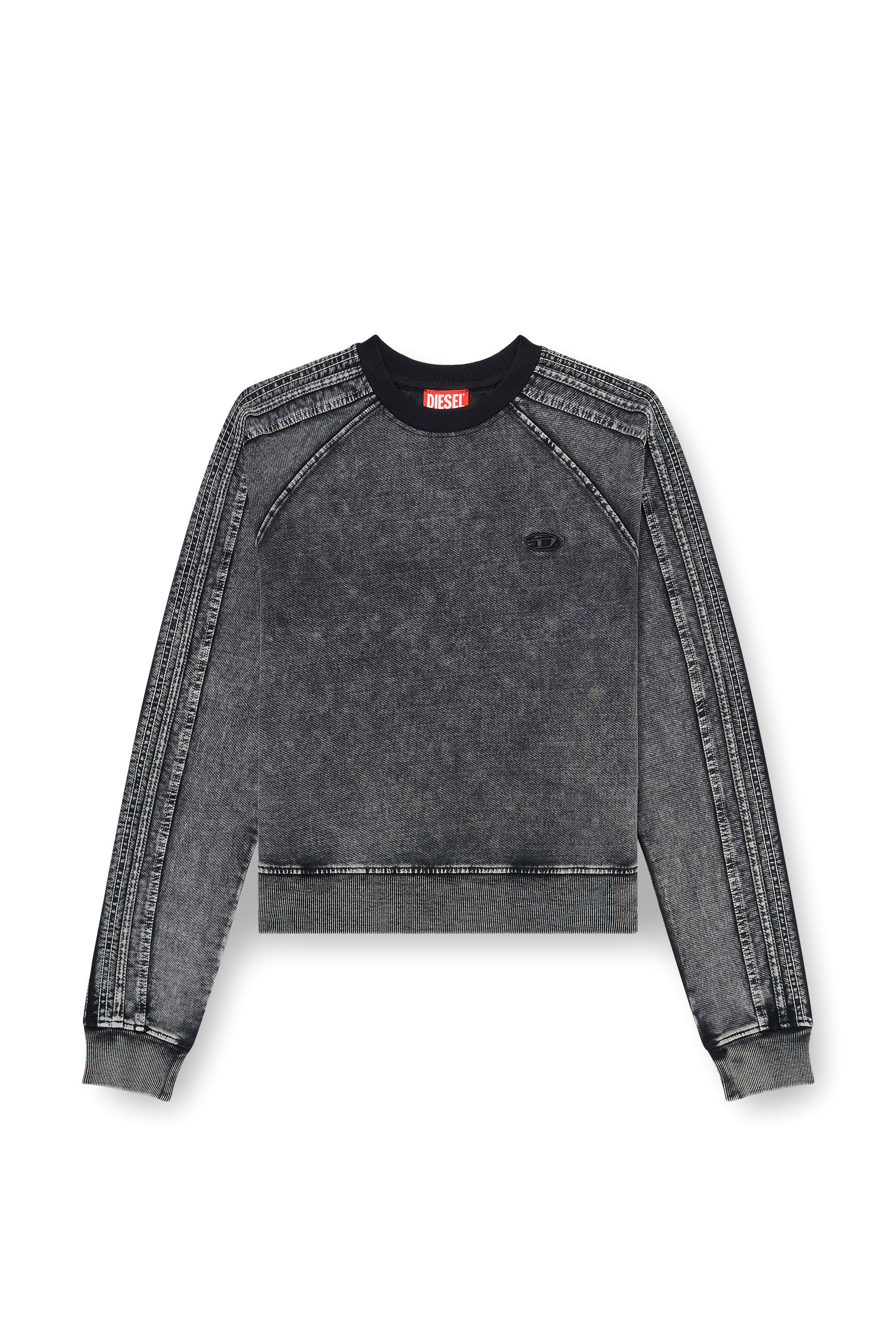 Diesel - F-ALPY, Woman's Sweatshirt with bands and Oval D embroidery in null - 2