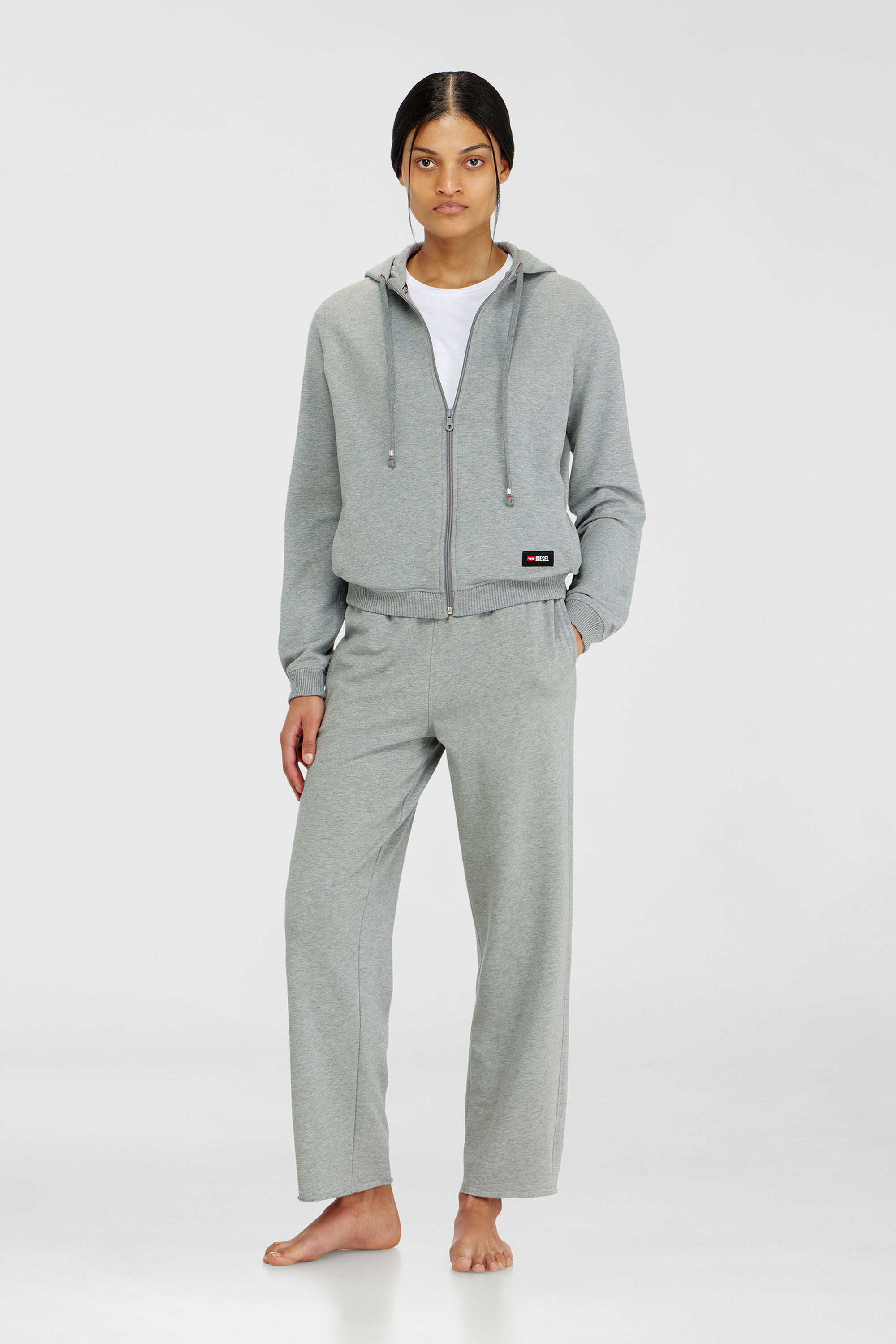 Diesel - HARRIET-D-CORE, Woman's Hoodie in peached cotton blend in Grey - 1
