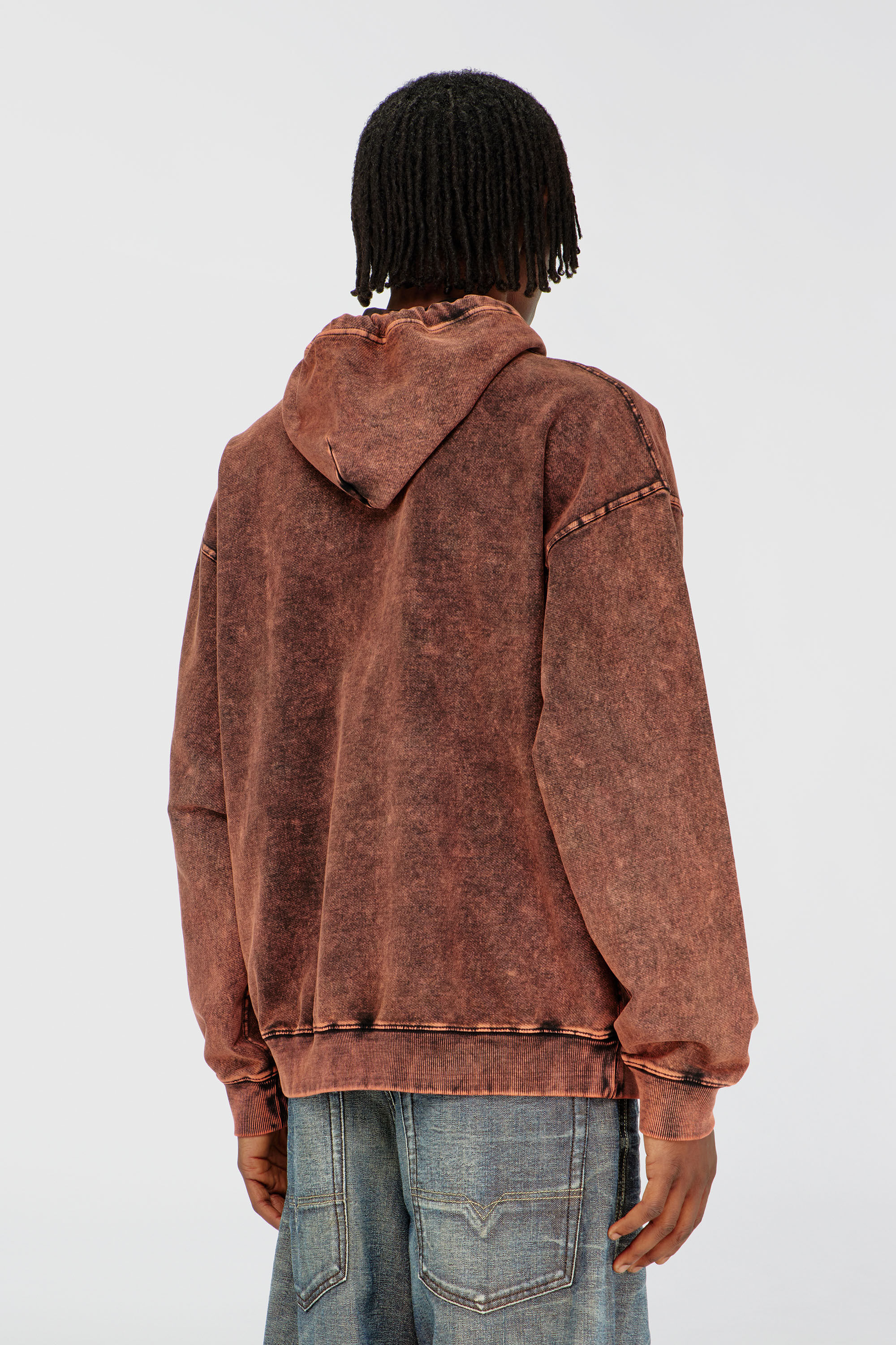 Diesel - S-BOXT-HOOD-TUK, Man's Treated denim-effect hoodie in Brown - 4