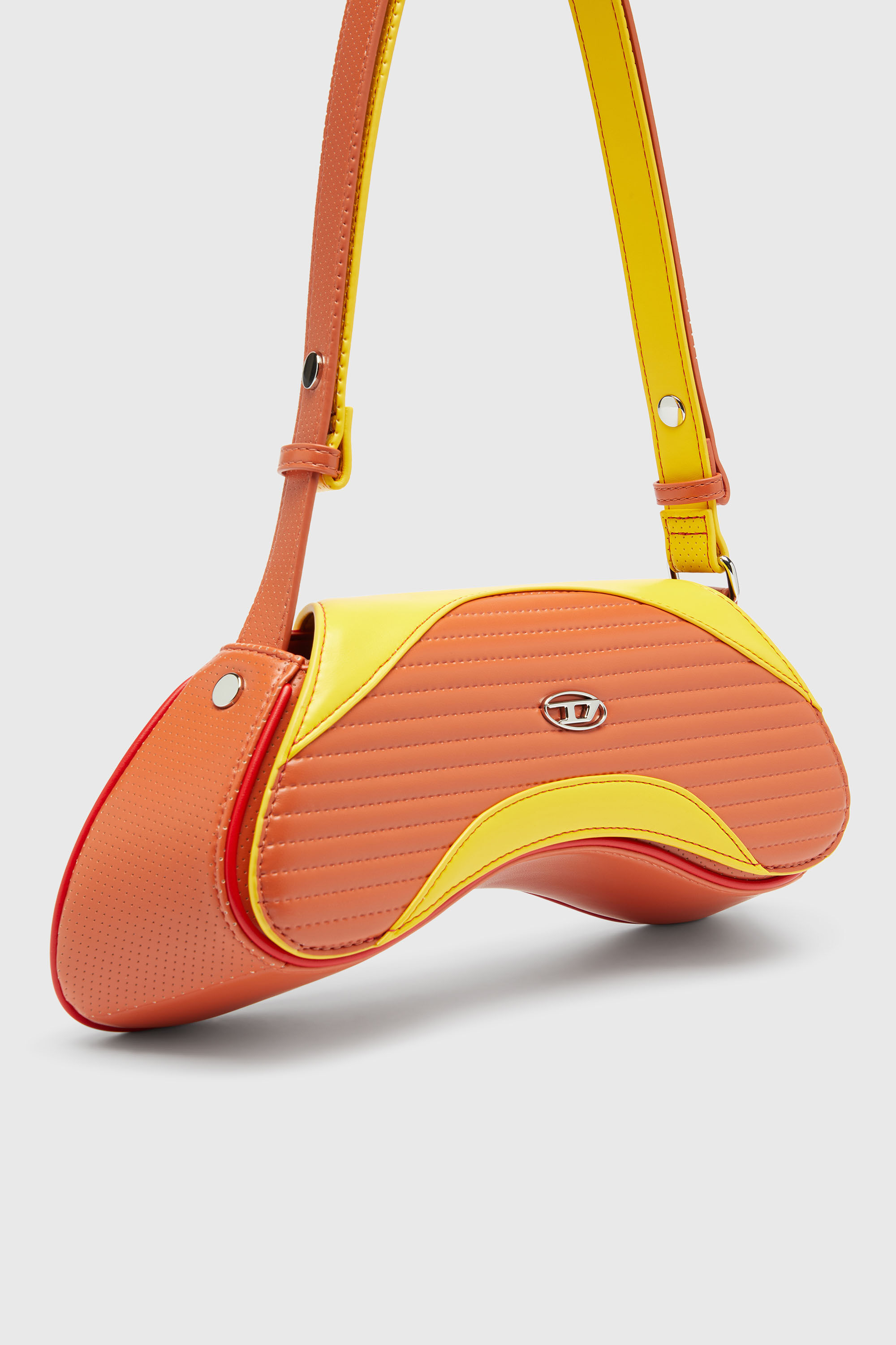 Diesel - PLAY CROSSBODY, Woman's Play - Crossbody bag in quilted perforated PU in Orange/Yellow - 5