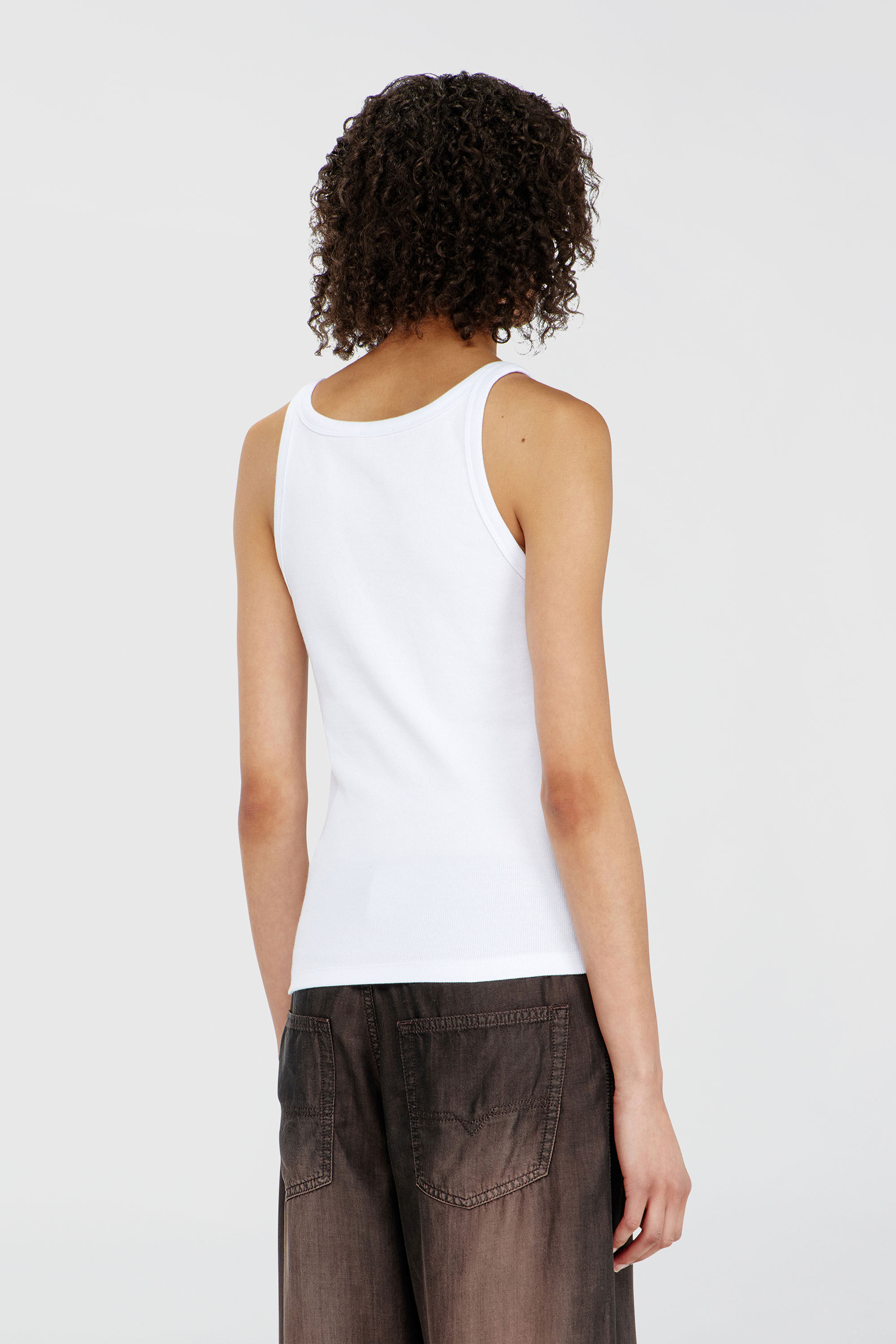 Diesel - T-WIFE-OD, Woman's Slim tank top with laser-cut Oval D in White - 4