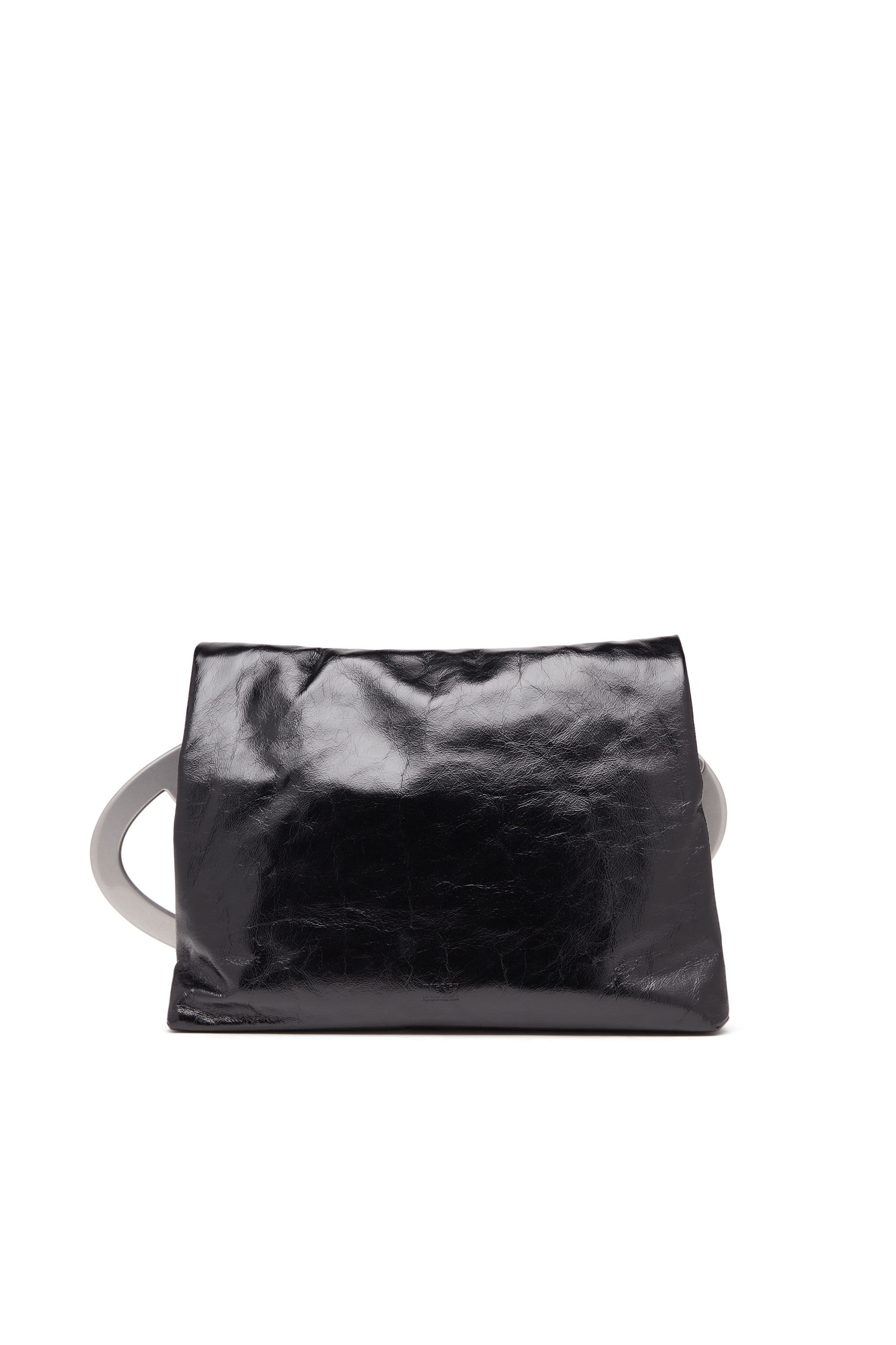 Diesel - BIG-D POUCH, Woman's Big-D-Clutch bag in crinkled leather in Black - 3