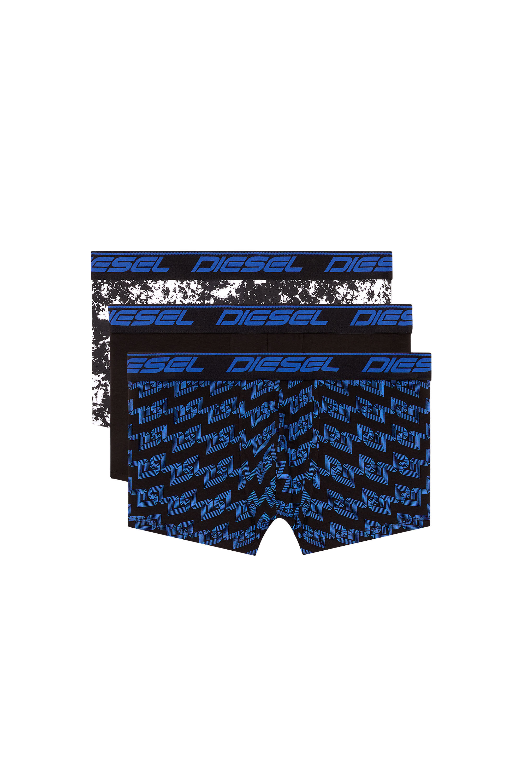 Diesel - UMBX-DAMIENTHREEPACK, Man's Three-pack cloudy-print boxer briefs in Black/Blue - 2