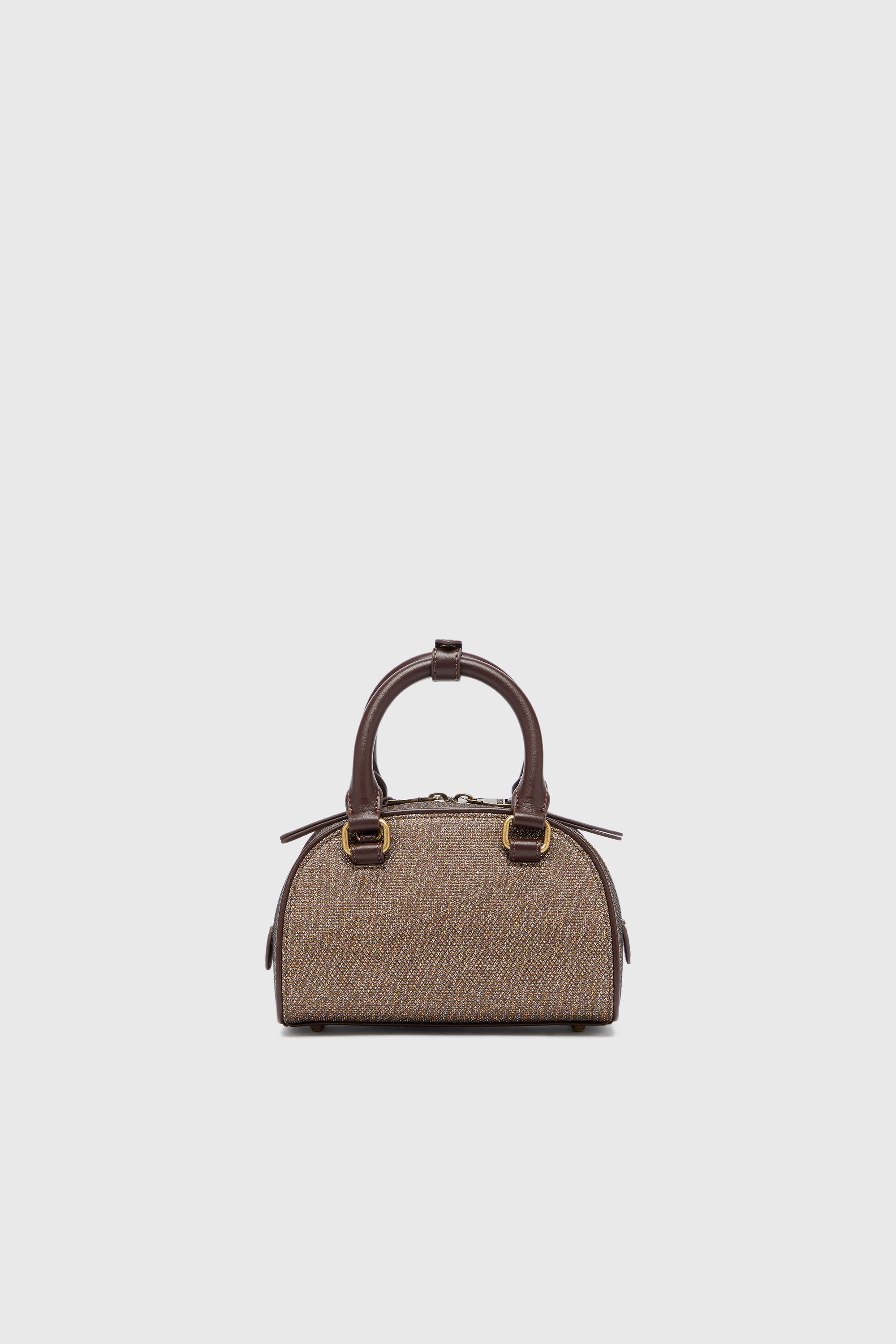 Diesel - 1DR DOME CROSSBODY, Woman's 1DR Dome- Small bowling bag in Lurex fabric in Brown - 2