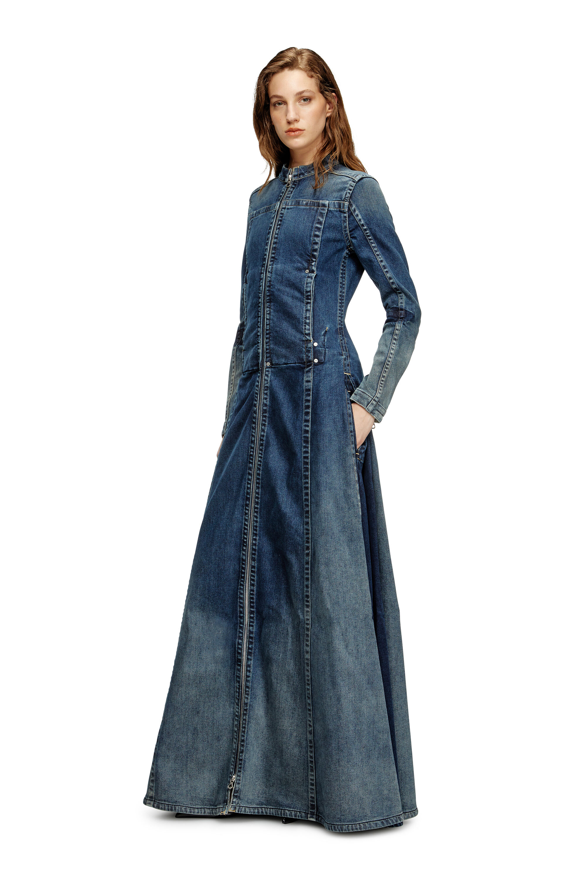 Diesel - DE-RO1-RE-FSG, Woman's Maxi dress in Rehab denim in Dark Blue - 3