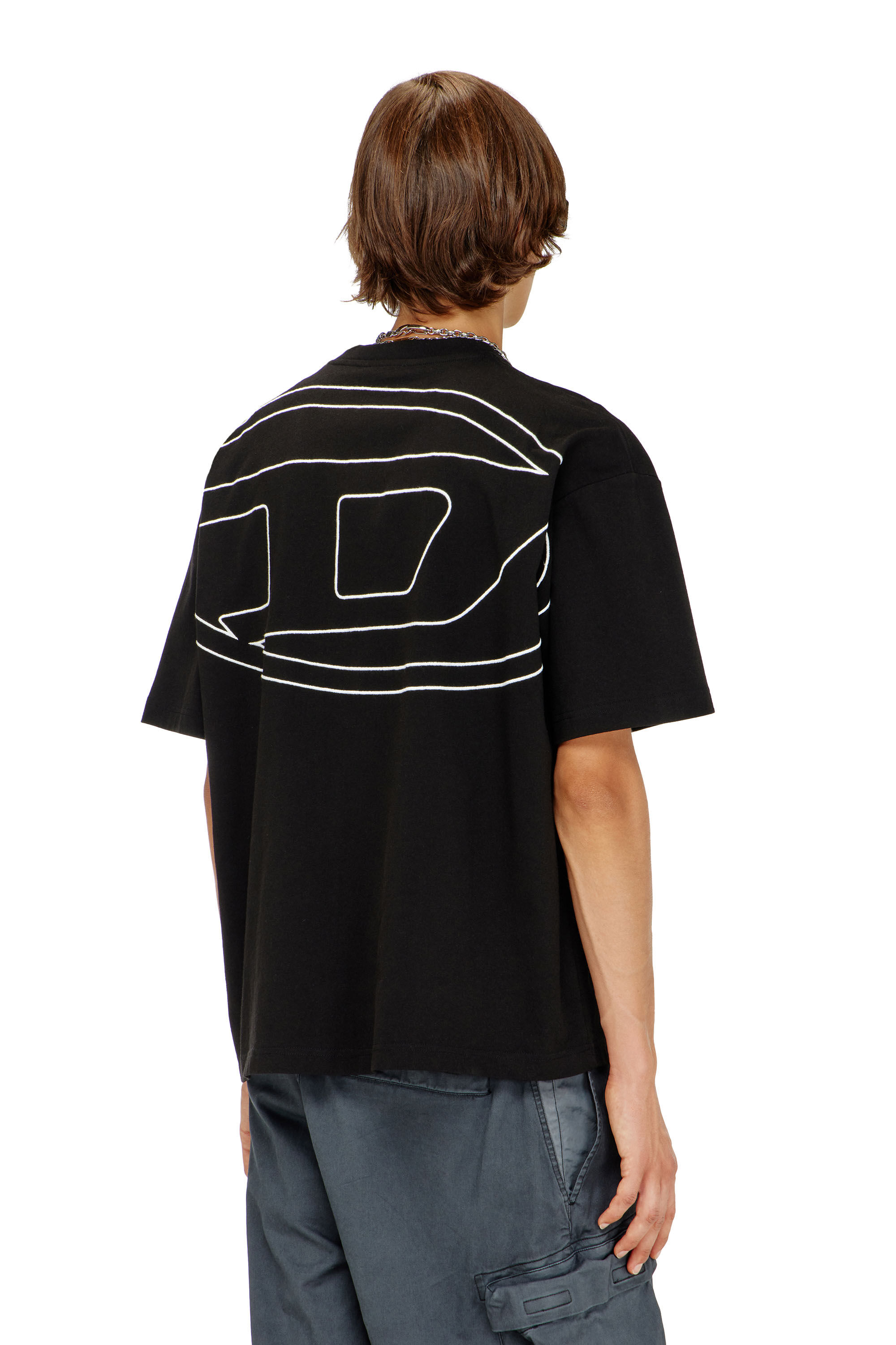 Diesel - T-BOGGY-MEGOVAL-D, Man's T-shirt with maxi oval D embroidery in Black - 4