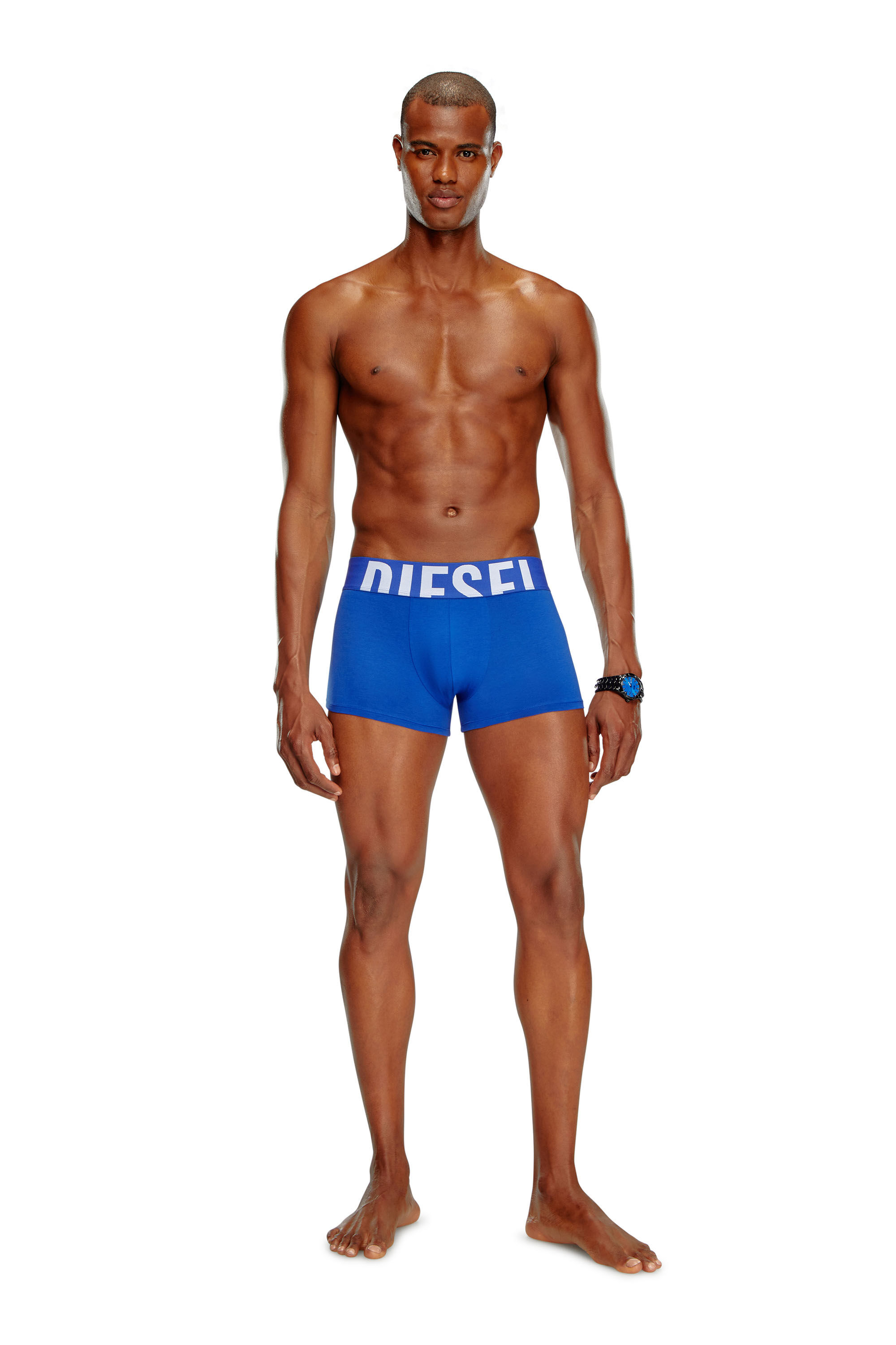 Diesel - UMBX-DAMIENTHREEPACK-5.5EL, Man's 3-pack of boxer briefs with cut-off logo in White/Blue - 1