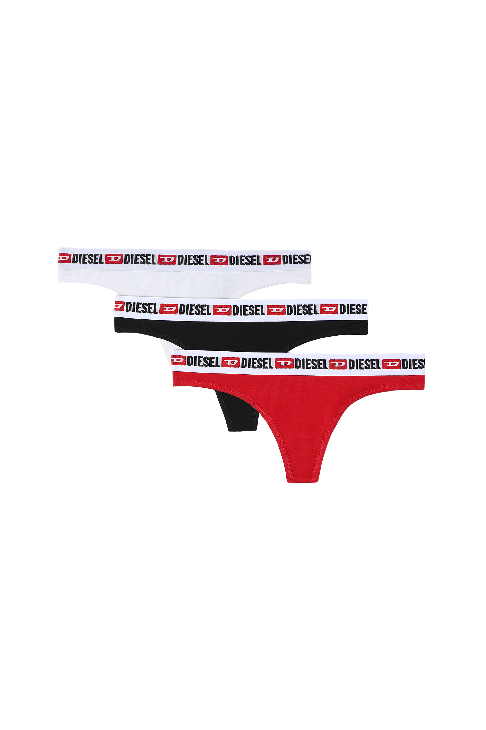 Diesel - UFST-STARS-THREEPACK, Woman's Three-pack of Denim Division thongs in White/Red - 2
