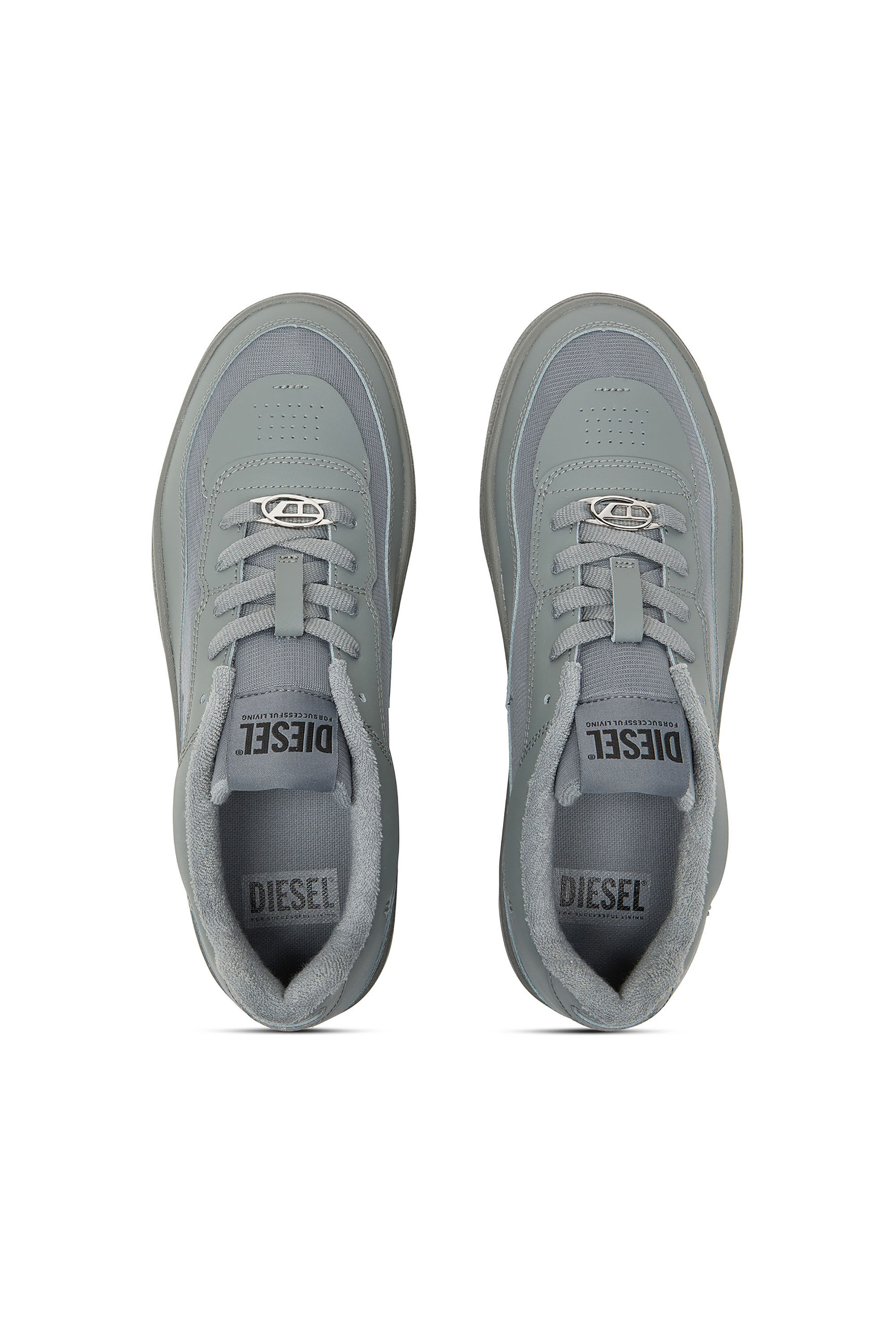 Men's S-Oval Skate-Fabric-panelled leather sneakers | Grey