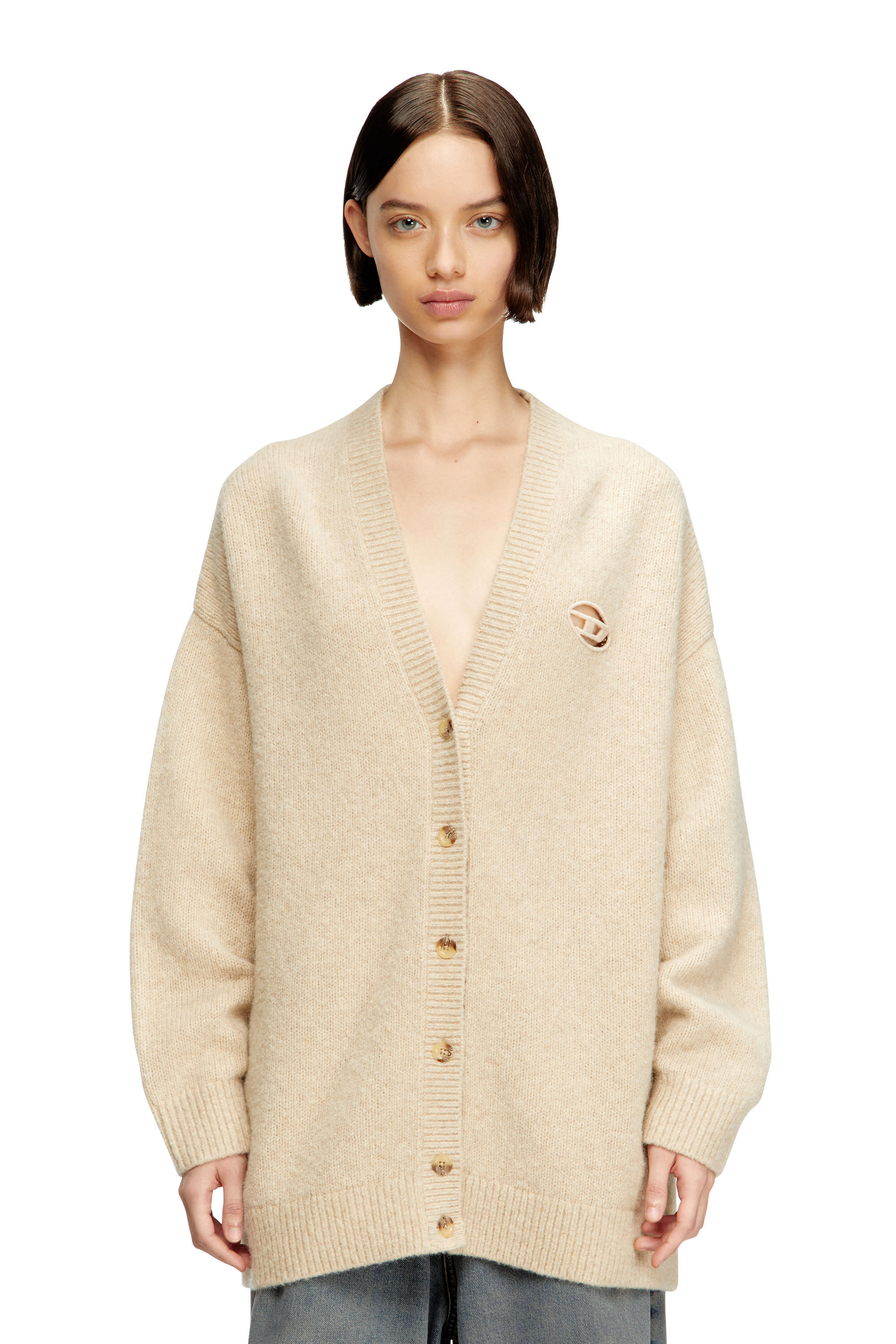 Diesel - M-AREELA, Woman's Cardigan in wool and alpaca blend in Beige - 3