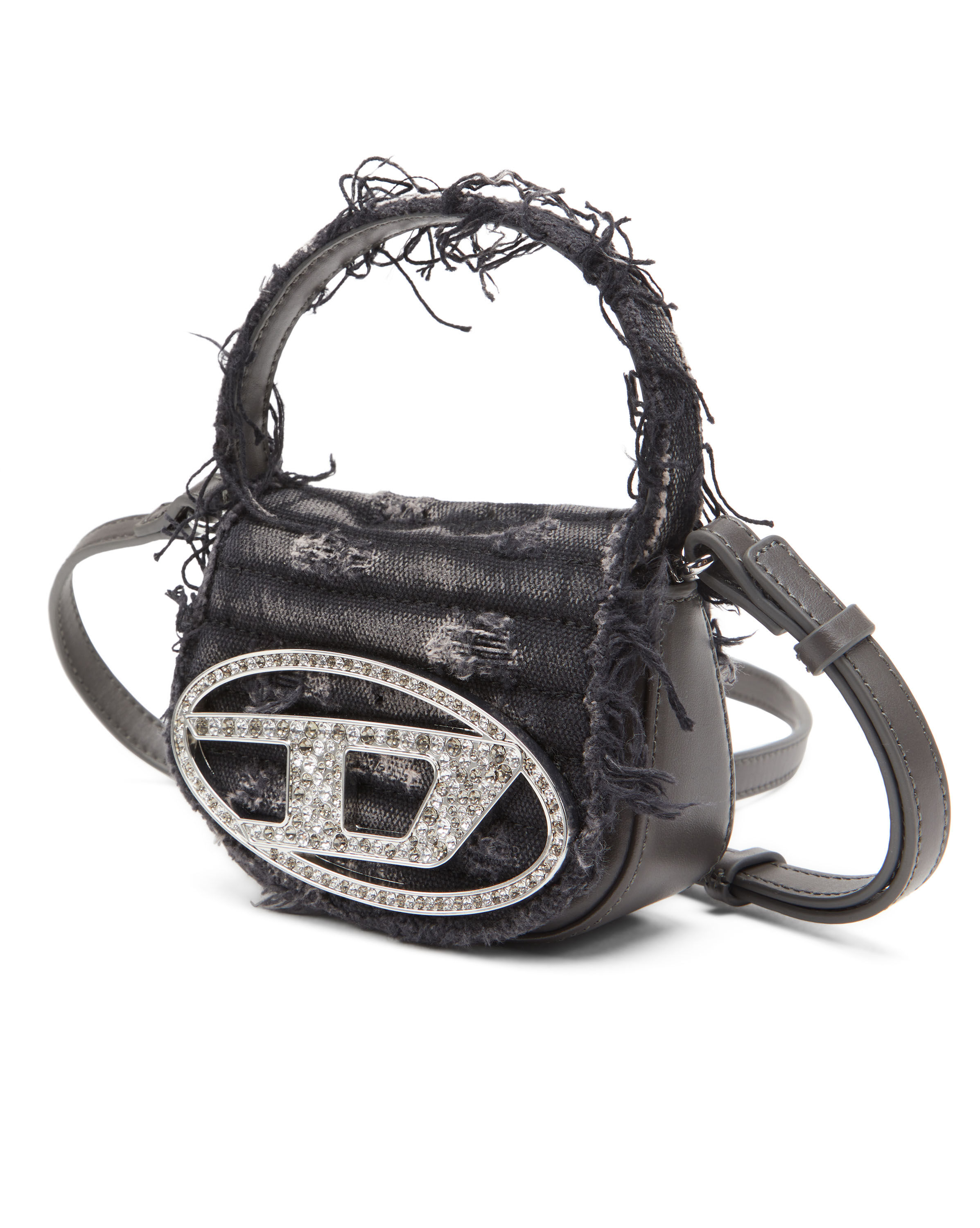 Diesel - 1DR XS, Woman 1DR XS - Iconic mini bag in canvas and crystals in Black - Image 2
