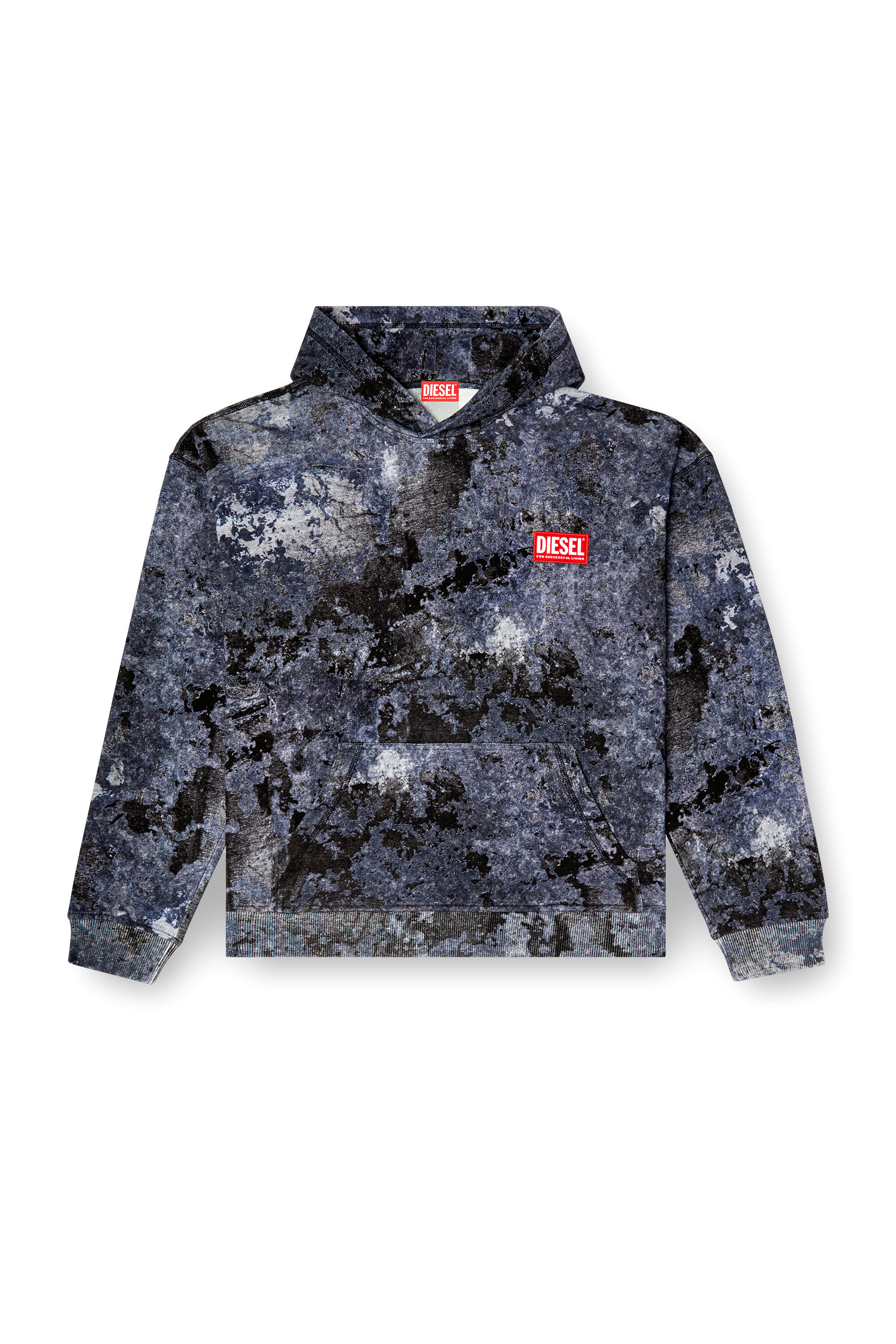 【送料&関税込】Diesel S-boxt-hood-r8 Marble-effect Burnout Men's Marble-effect burnout hoodie | Blue | Diesel