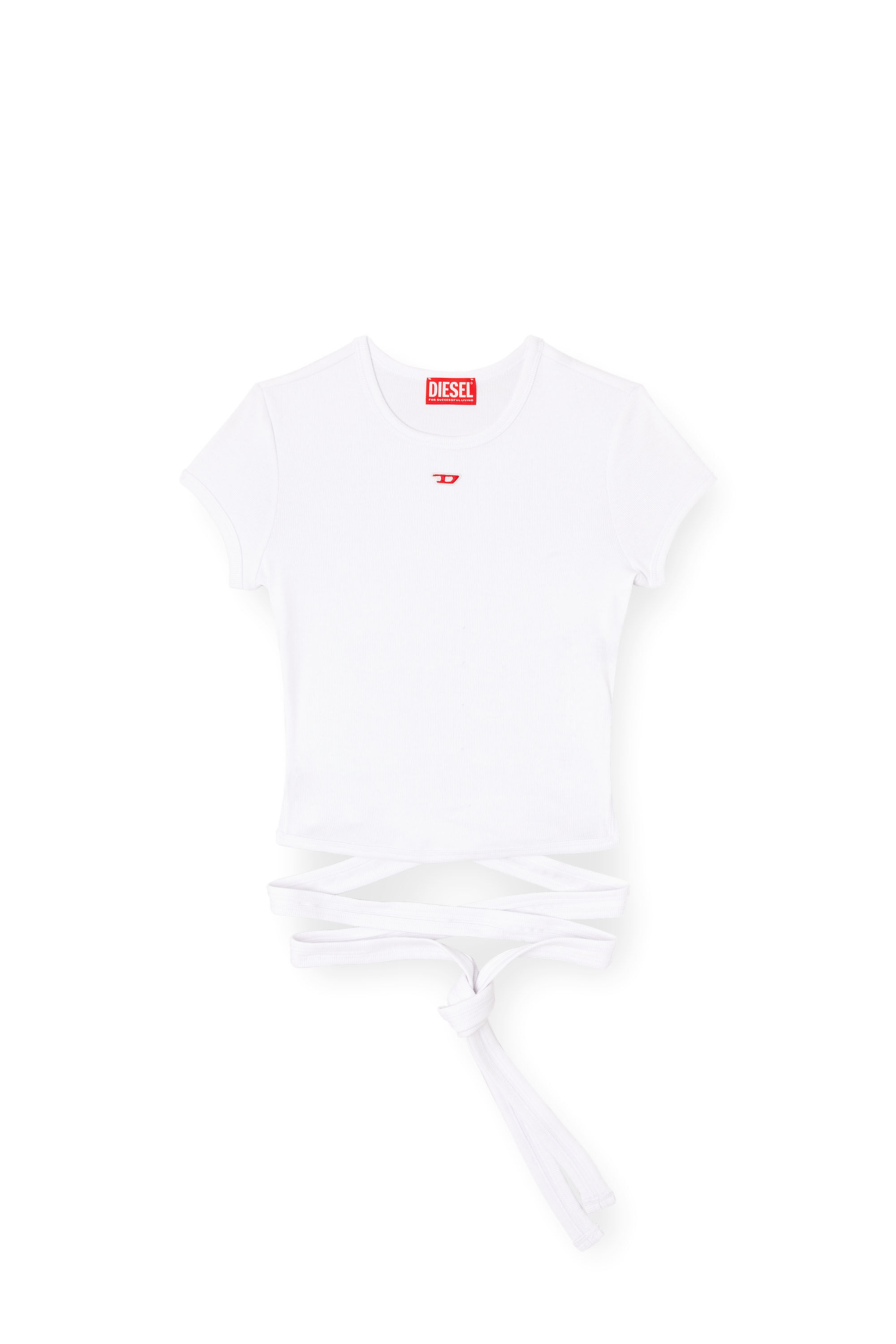 Diesel - T-BUNNY-TAIL, Woman's T-shirt with wrap ties in White - 2