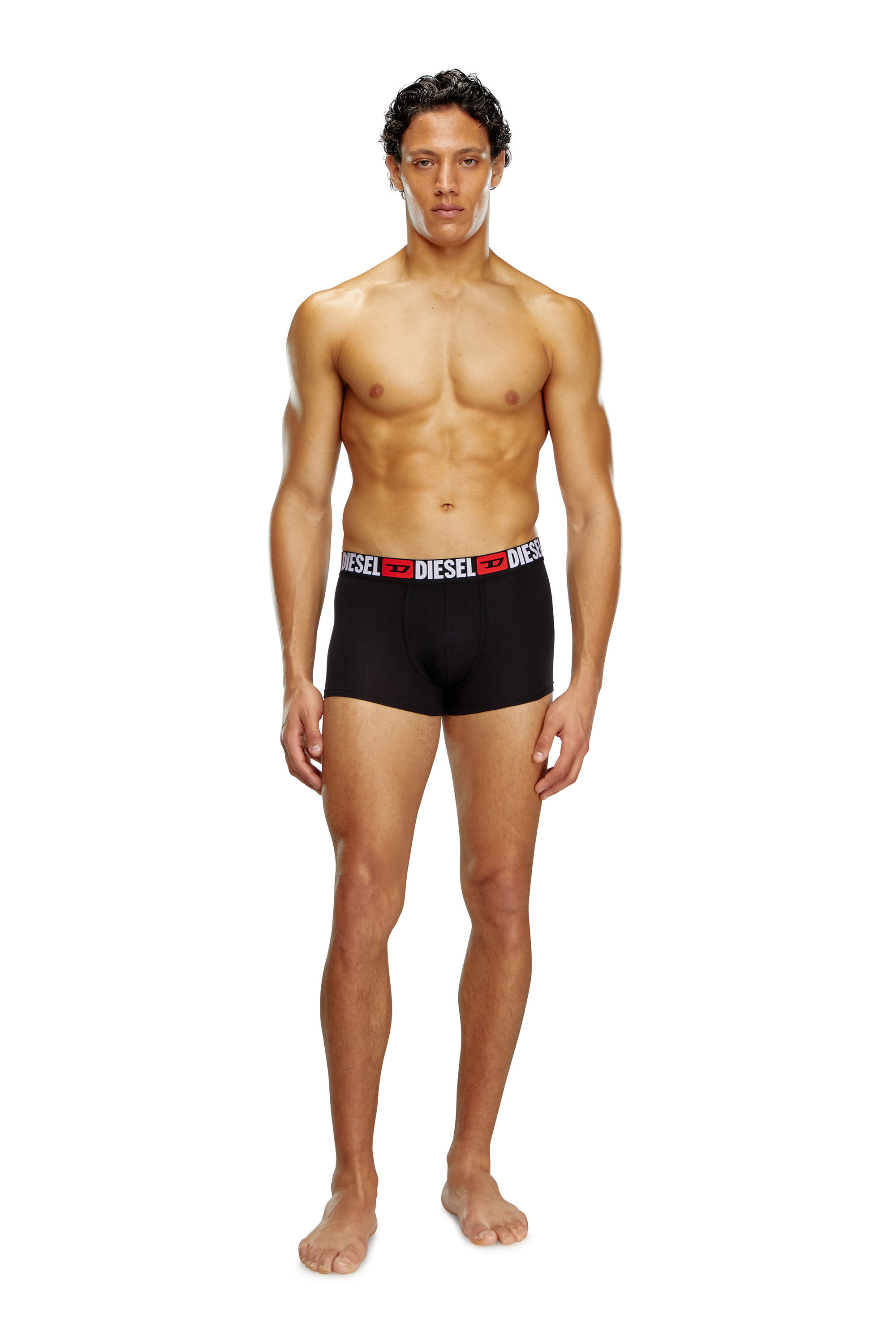 Diesel - UMBX-DAMIENTHREEPACK, Man's Three-pack of all-over logo waist boxers in Black - 1