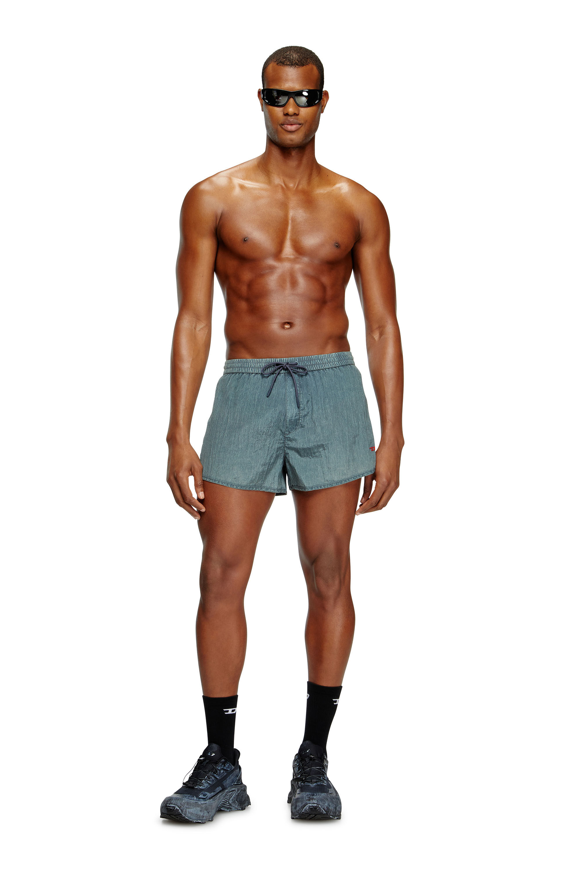 Diesel - OLIVER-30-D-POP, Man's Swim shorts in treated ripstop in Grey - 2