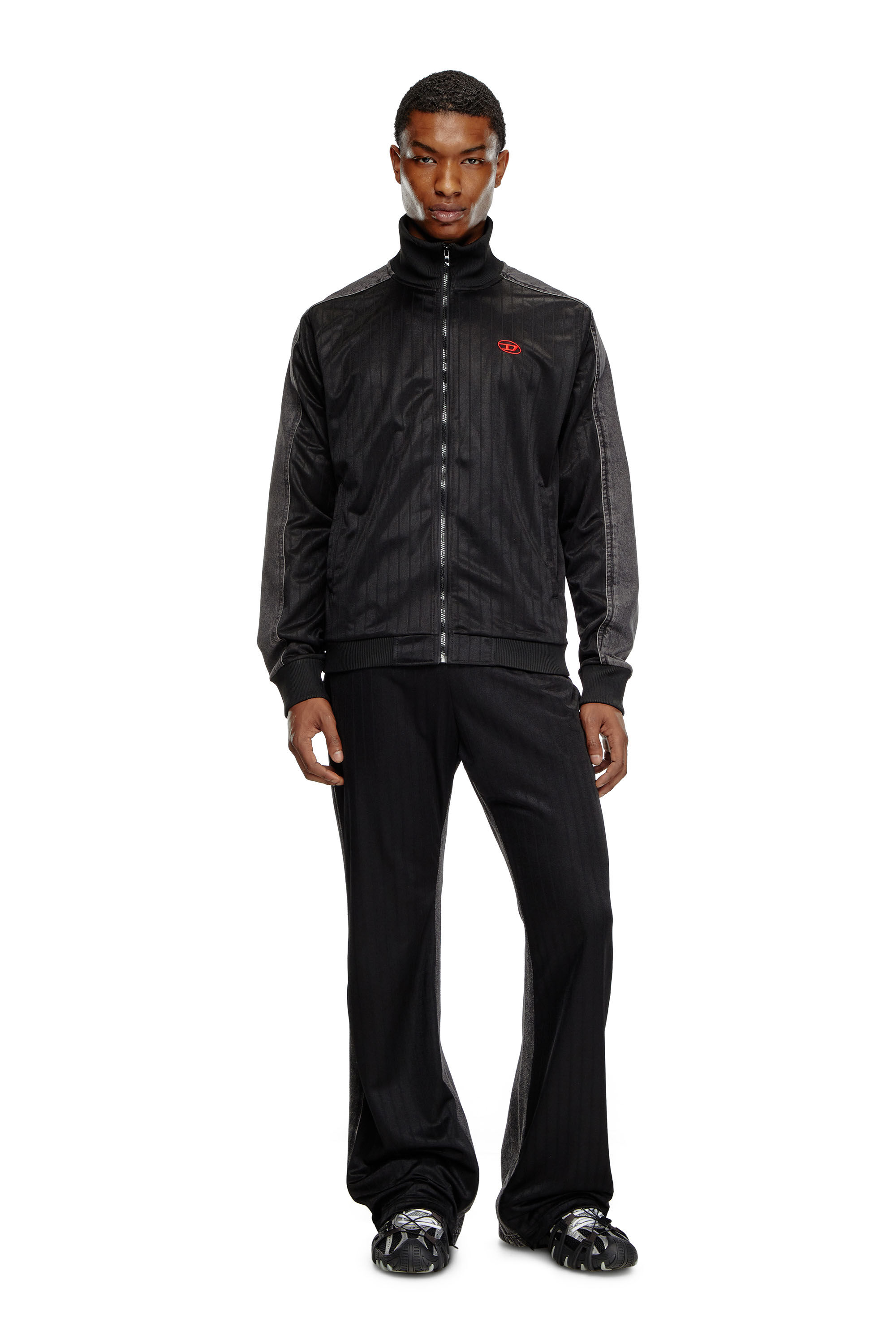 Diesel - S-LOCKER-VET, Man's Track jacket in triacetate and denim in Black - 1