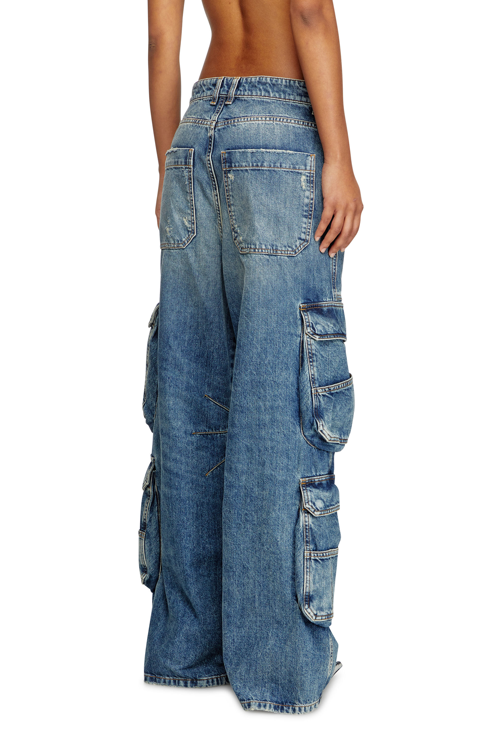 1996 D-Sire Women: Cargo Jeans with pockets, medium blue | Diesel