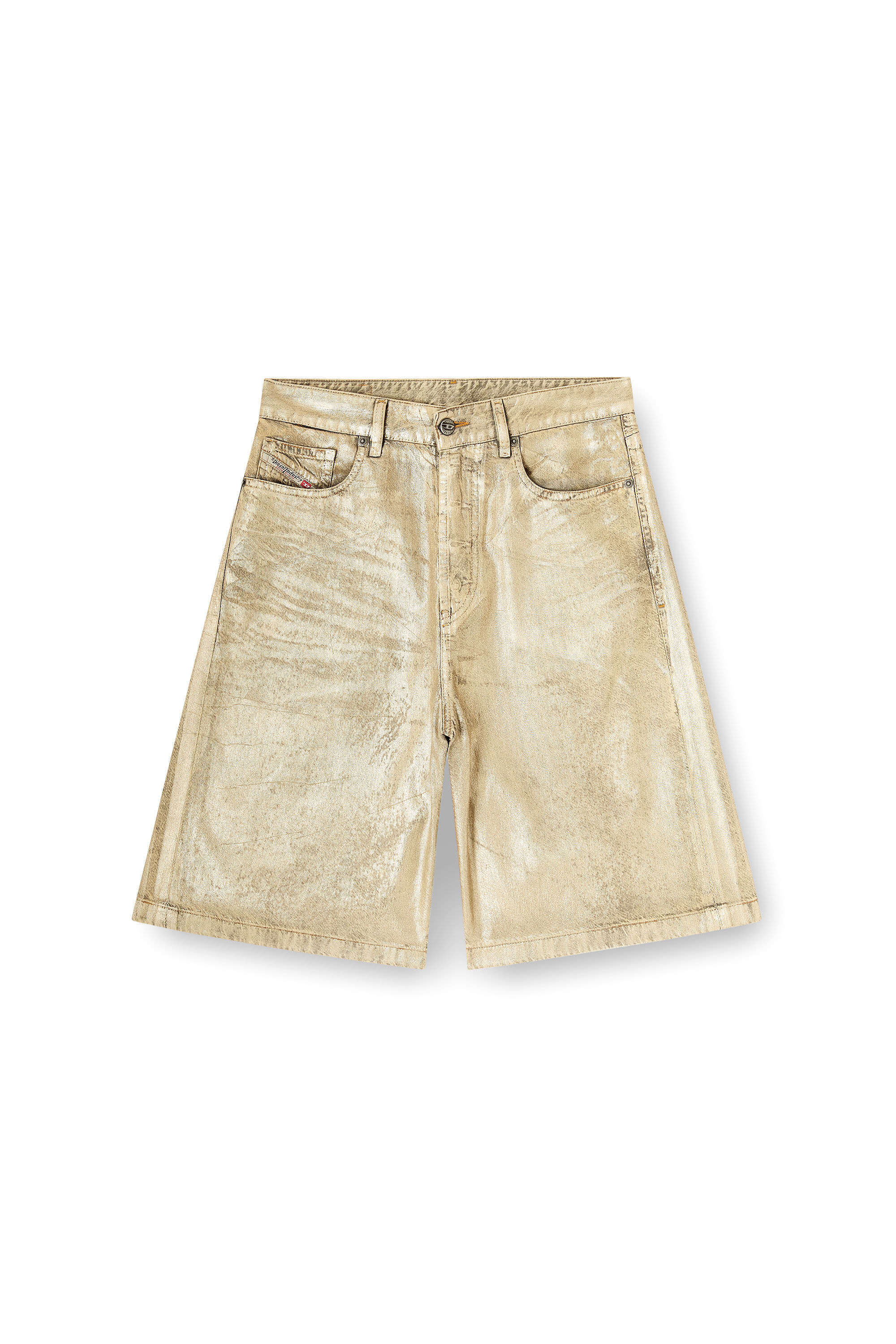Diesel - Dile_Luna Shorts, Woman's Shorts in distressed metallic denim in Gold - 5