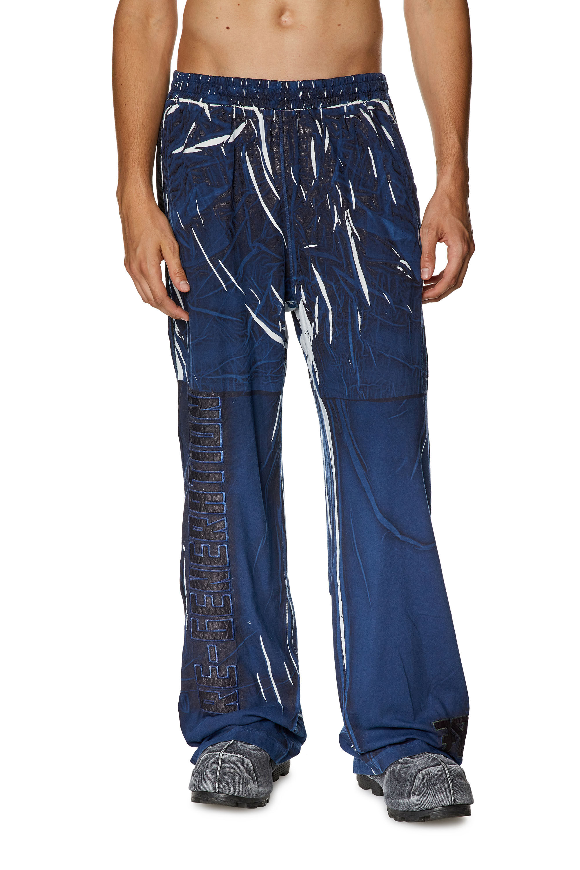 Diesel - P-ROWY-LONG, Man's Track pants with shadowy overprint in Dark Blue - 3