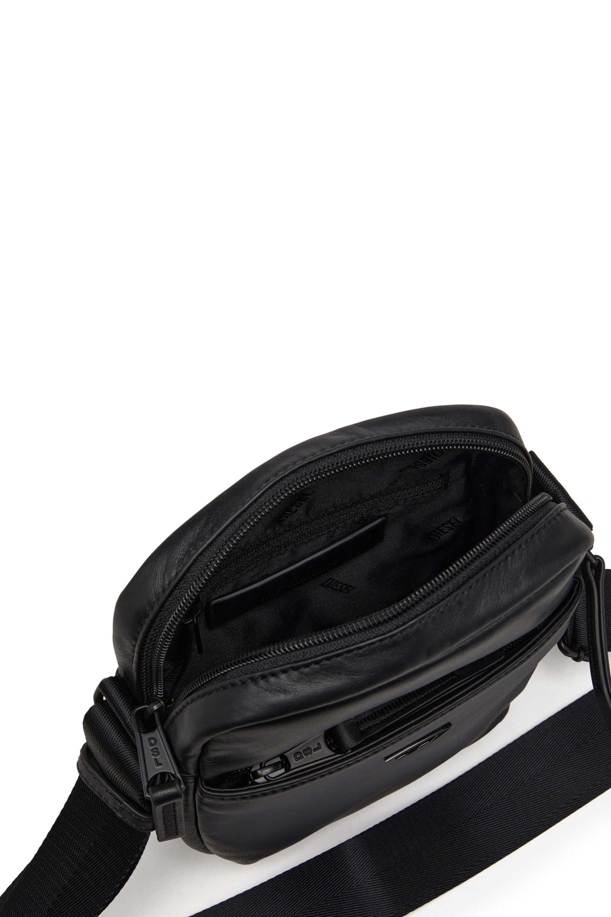 Diesel - RAVE CROSSBODY X, Man's Rave-Leather crossbody bag with tonal metal D in Black - 2