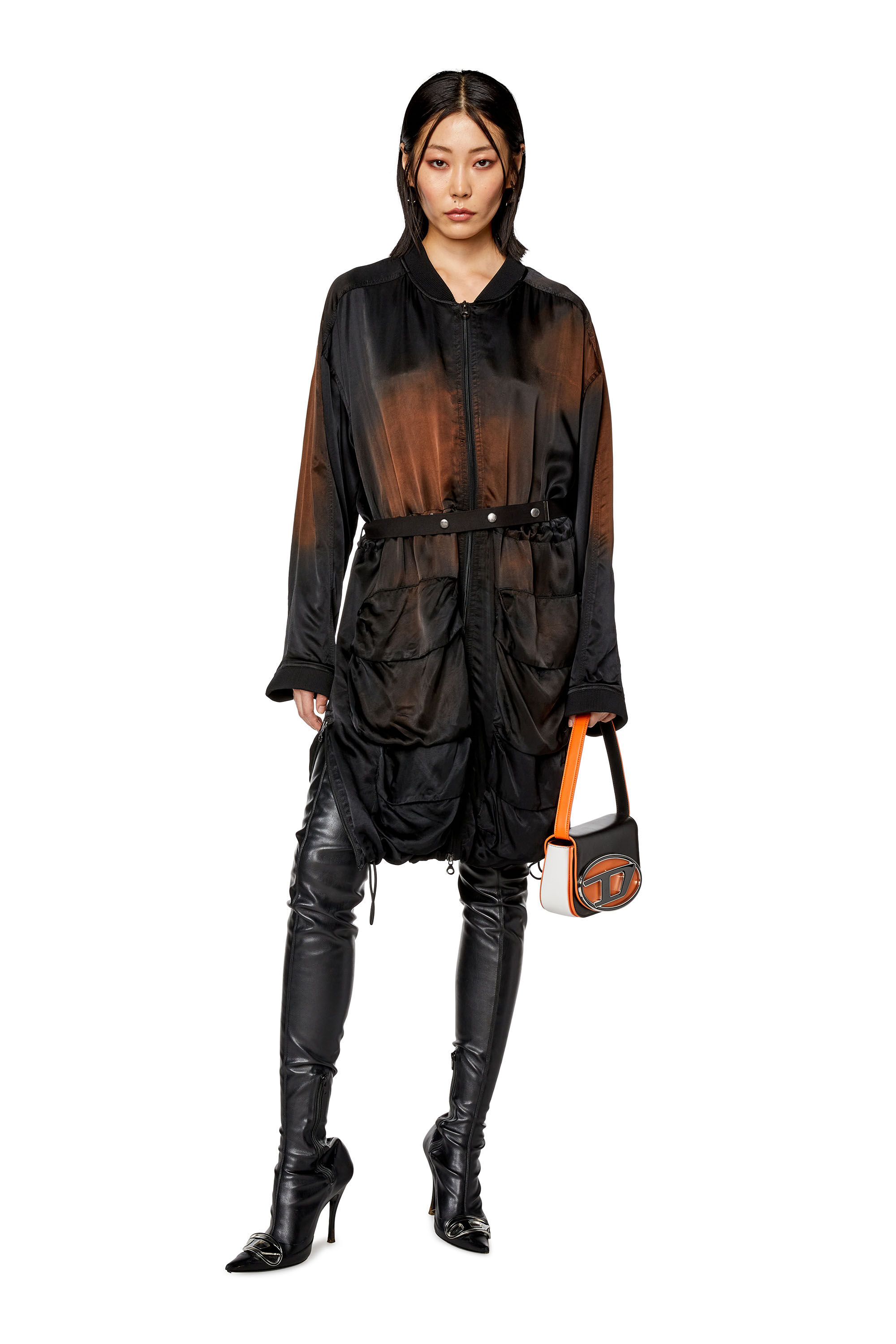 Women's Dress in solarised satin | Black | Diesel Women's Dress in solarised satin | Black | Diesel