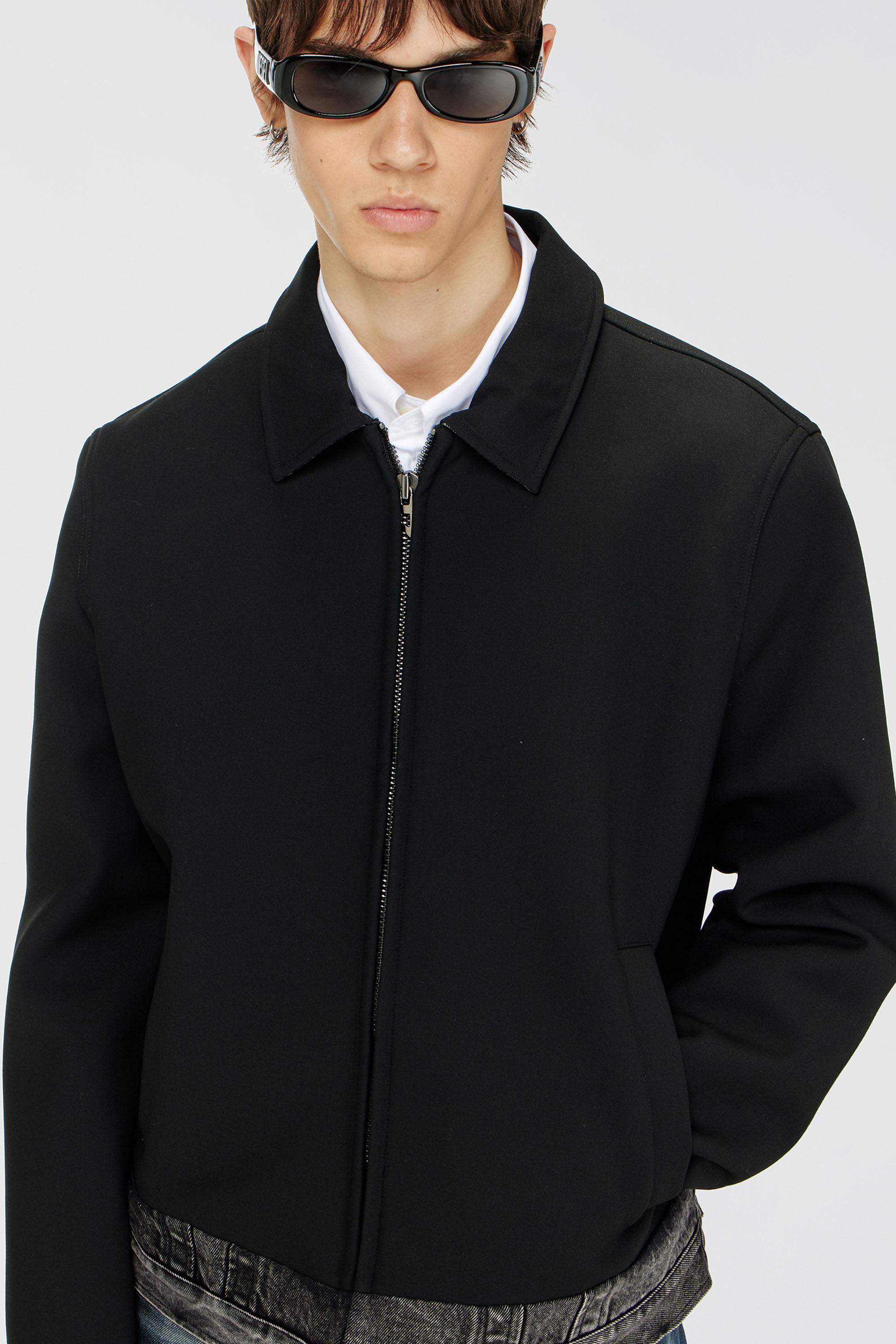 Diesel - J-RAJAM, Man's Coach jacket with denim section in Black - 5