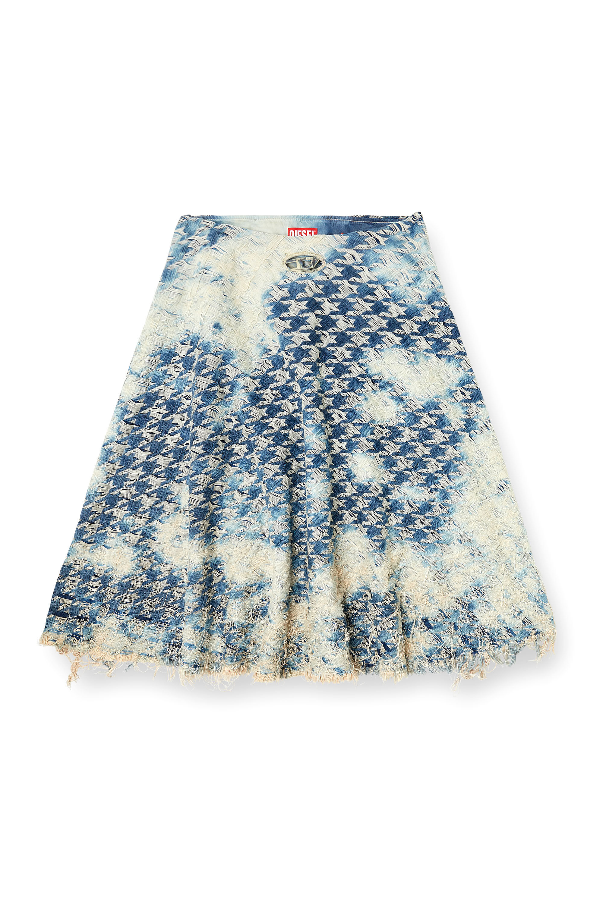 Diesel - DE-ANNET-FSH1, Woman's Midi skirt in houndstooth-weave denim in Medium blue - 2