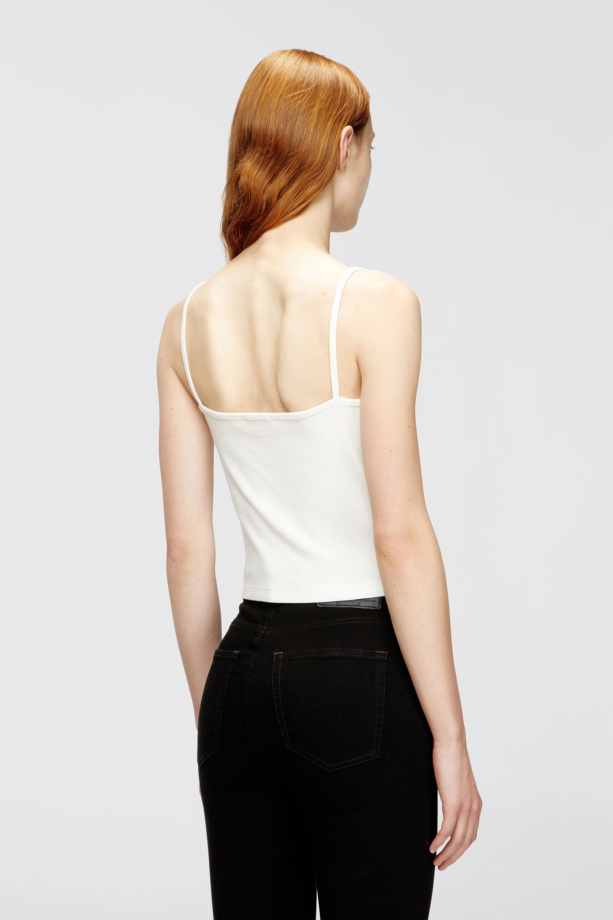 Diesel - T-HUPY-OD, Woman's Ribbed tank top with metallic Oval D in White - 4