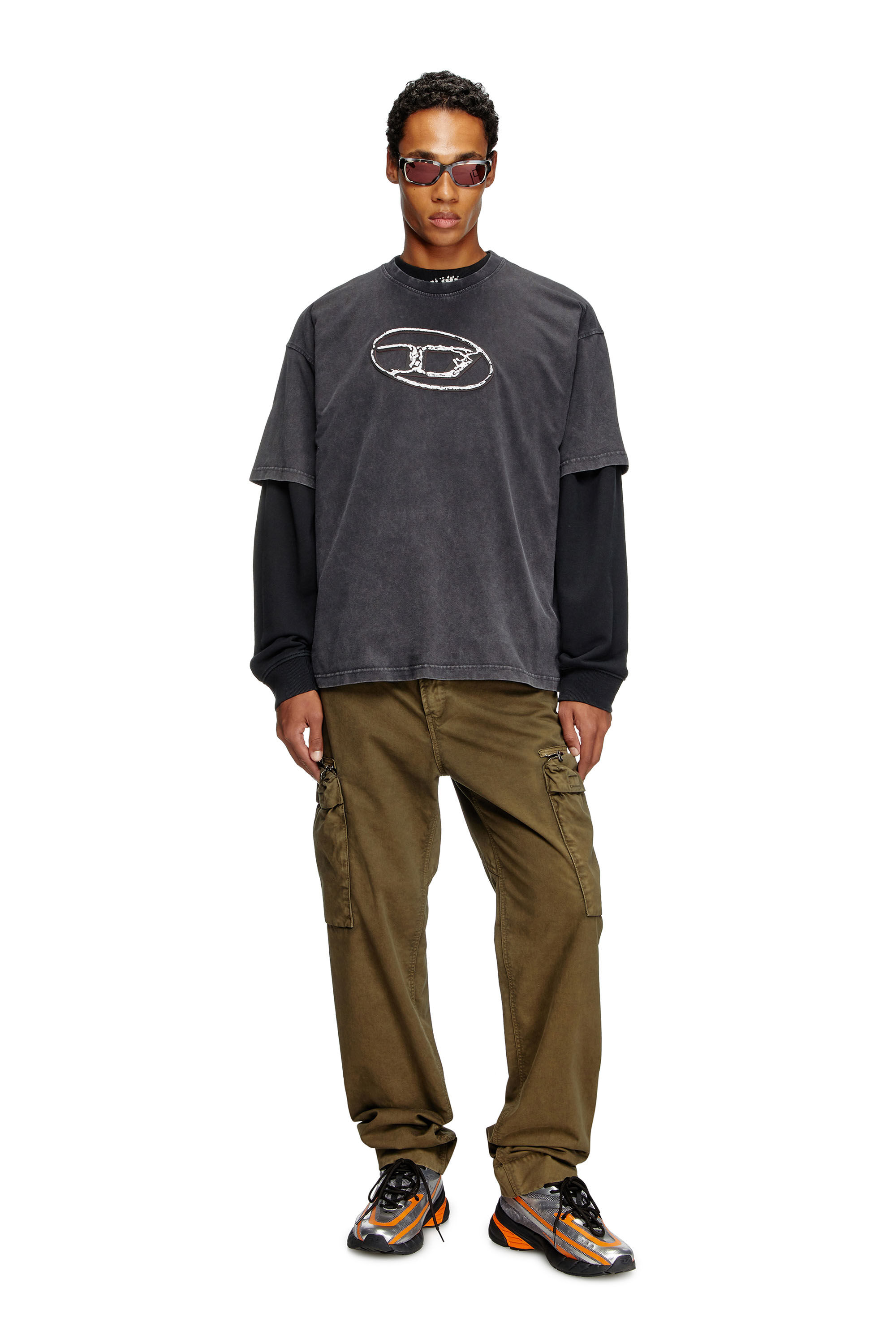 Diesel - P-YE, Man's Pants in faded peachskin twill in Military Green - 1