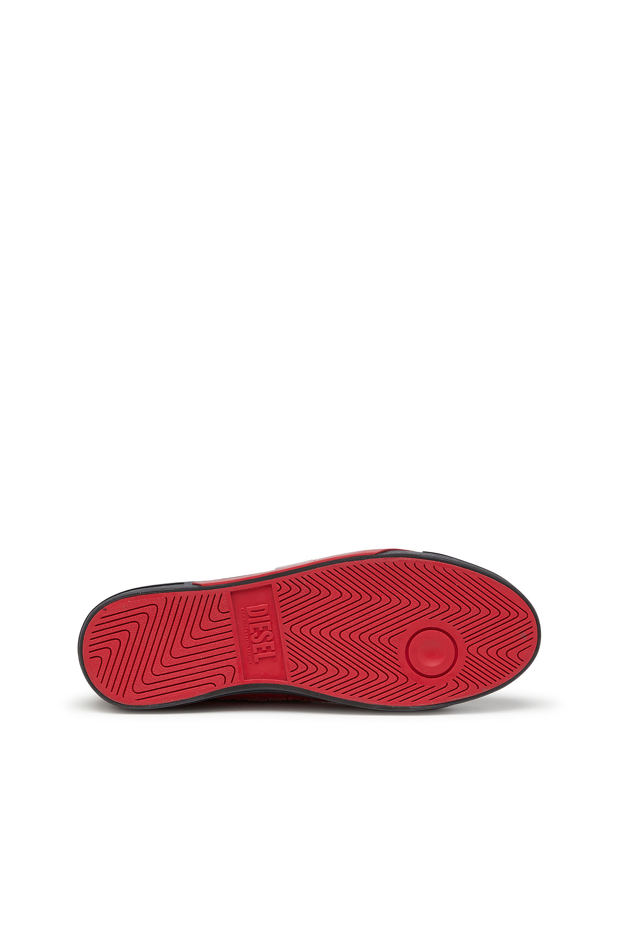 Diesel - S-D-VERSE MID II, Man's S-D-Verse-Distressed high-top sneakers in canvas in Black/Red - 5