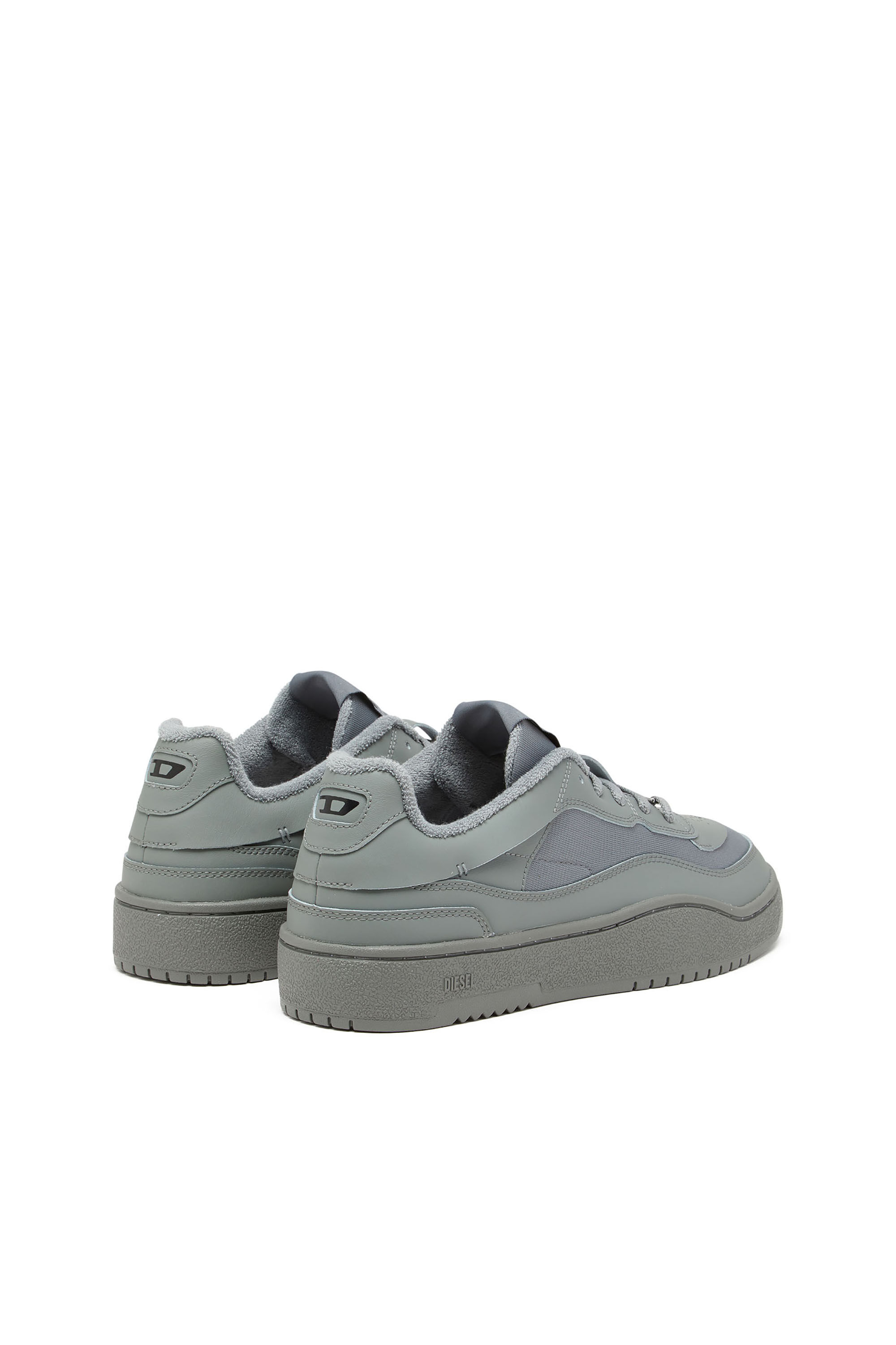 在庫一掃セール売れ筋ランキング leather Skate-Fabric-panelled S-Oval Men's sneakers Grey | ミュージシャン