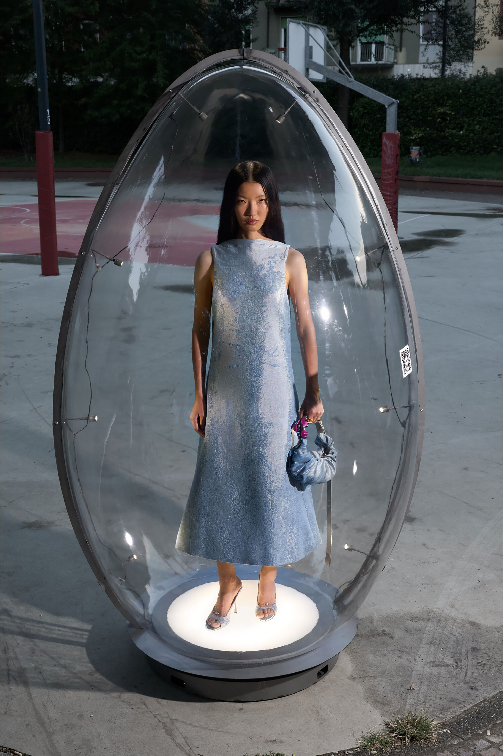 Diesel - GRAB-D HOBO S, Woman's Grab-D-Scrunched hobo bag in satin denim in Blue - 6