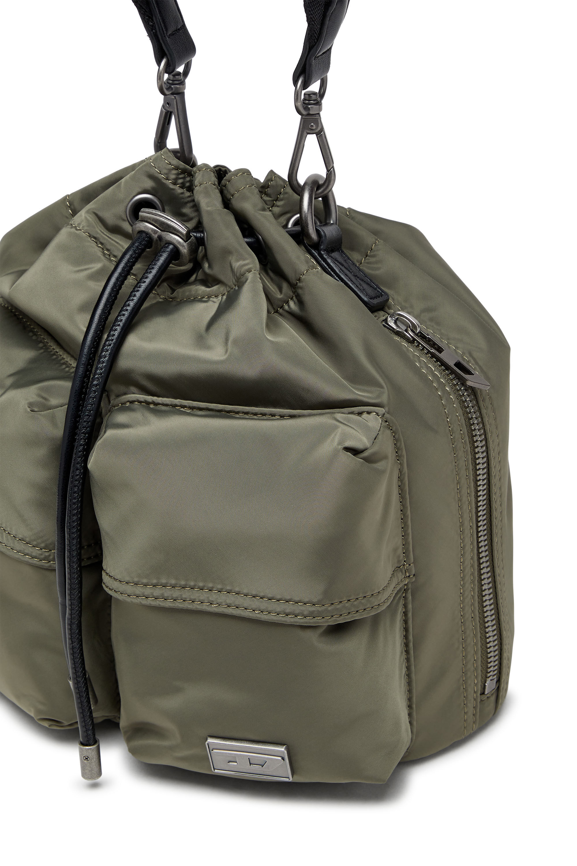 Diesel - MULTI-PKTS BUCKET X, Unisex's Multi-Pkts-Multipocket bucket bag in utilitarian shell in Military Green - 2