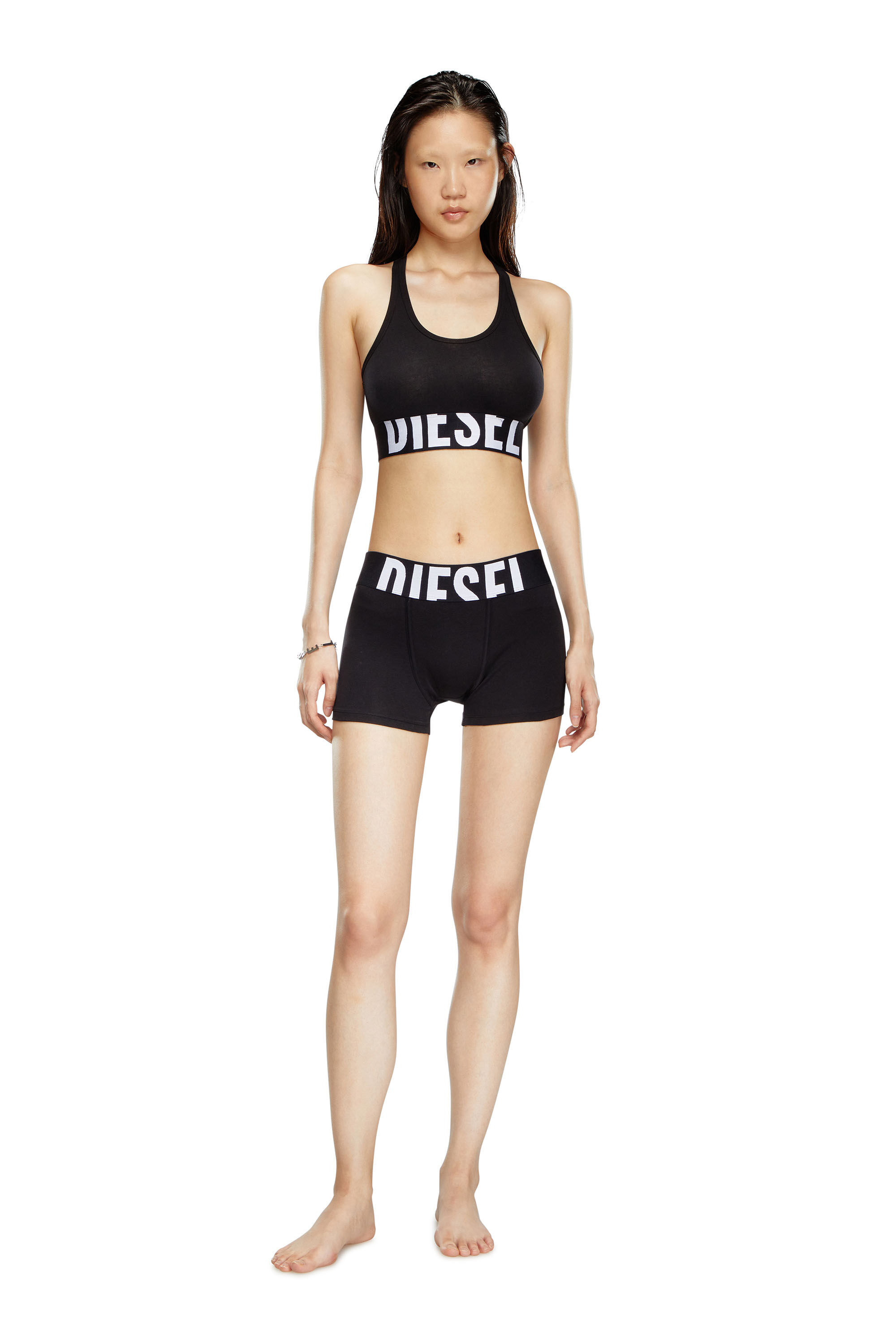 Diesel - UFPN-SPORT-BOY-SHORT-XL-TWOPACK, Woman's 2-pack of boy shorts with cut logo in Black - 1