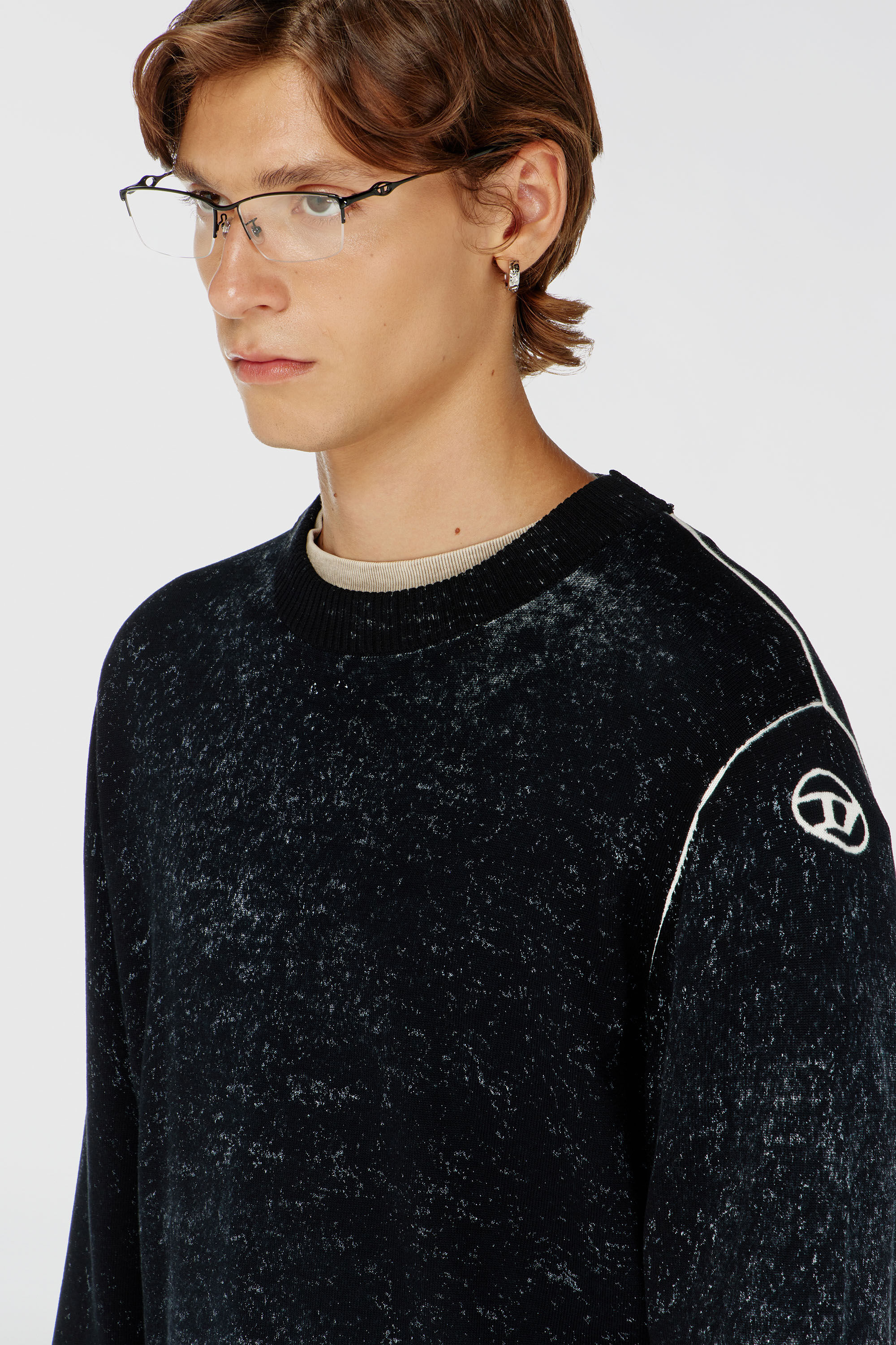Diesel - K-LARENCE-B, Man's Reverse-print cotton jumper in Black - 5