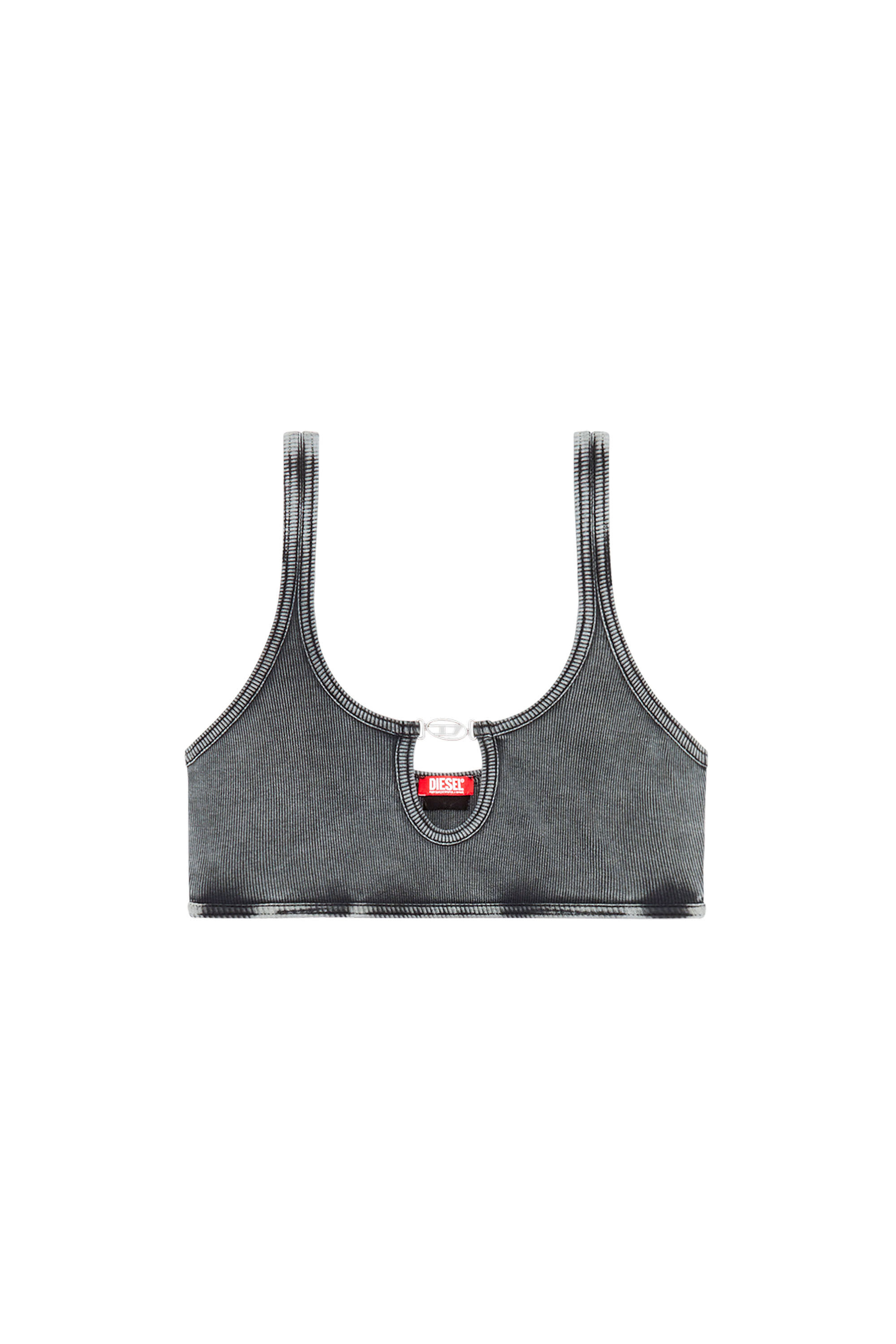 Diesel - UFSB-OVAL-D-RIB-BRALETTE, Woman's Ribbed bralette with Oval D plaque in Black - 2