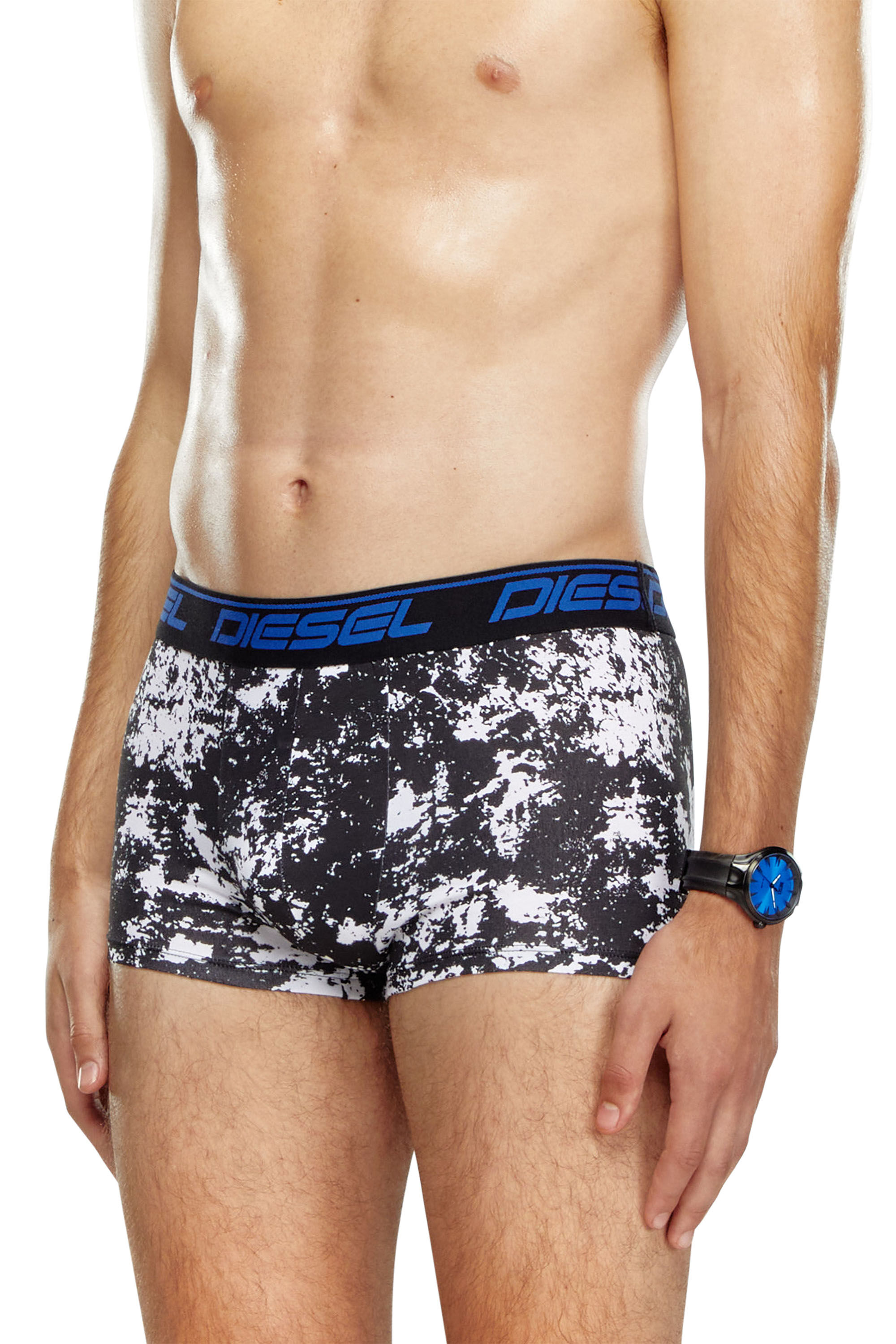 Diesel - UMBX-DAMIENTHREEPACK, Man's Three-pack cloudy-print boxer briefs in Black/Blue - 3