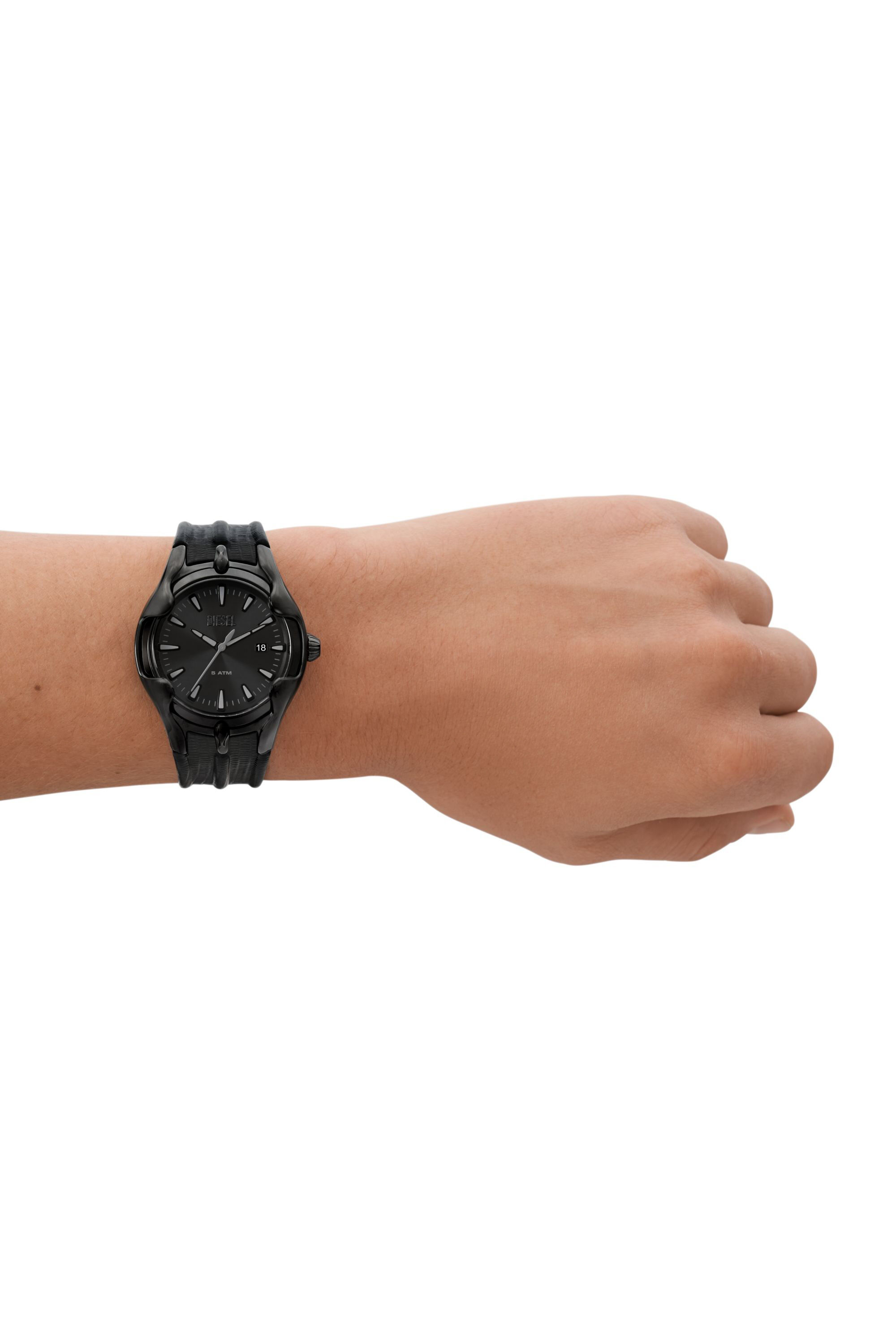 Diesel black leather watch discount