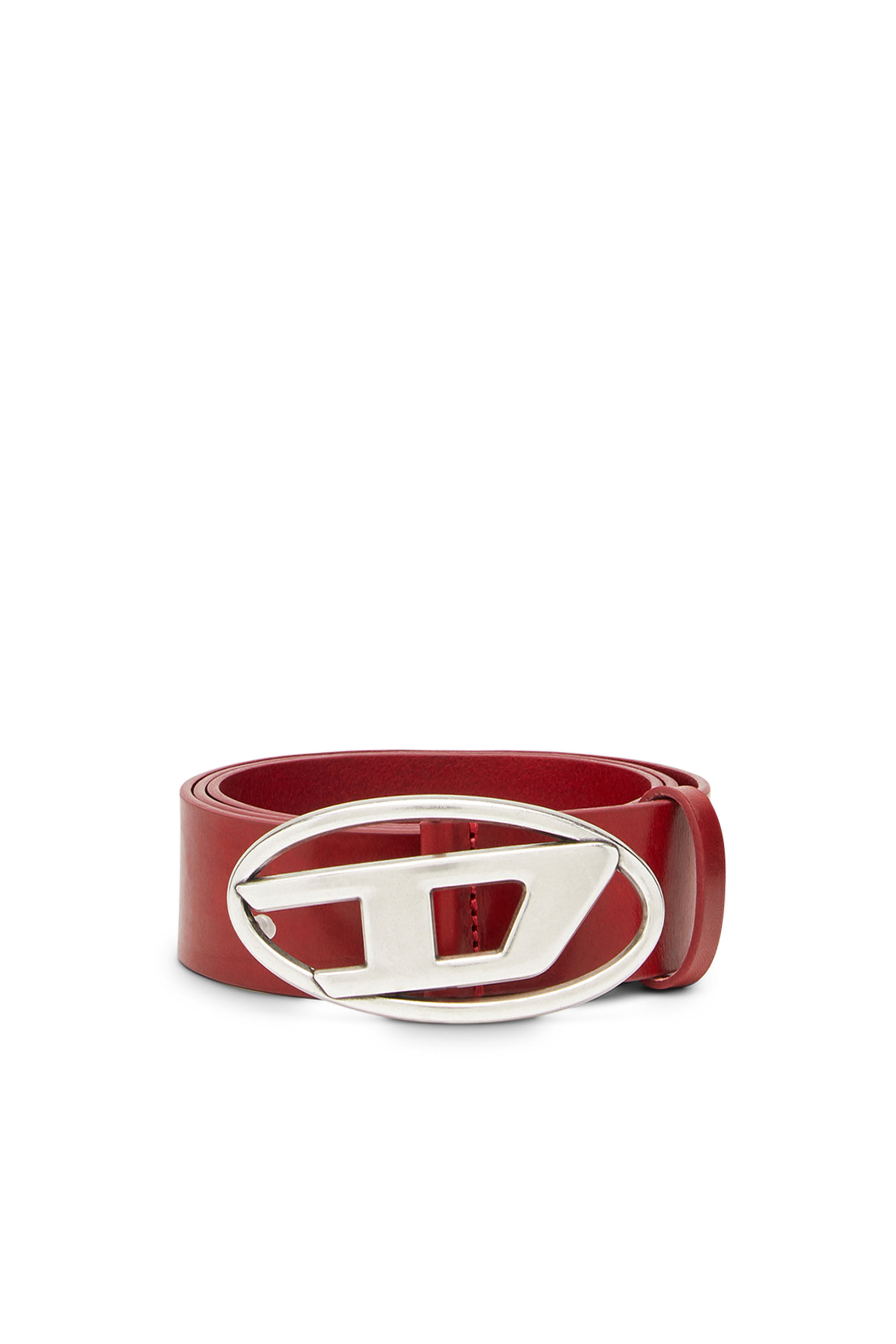 B-1DR: Leather Belt with silver D logo buckle | Diesel