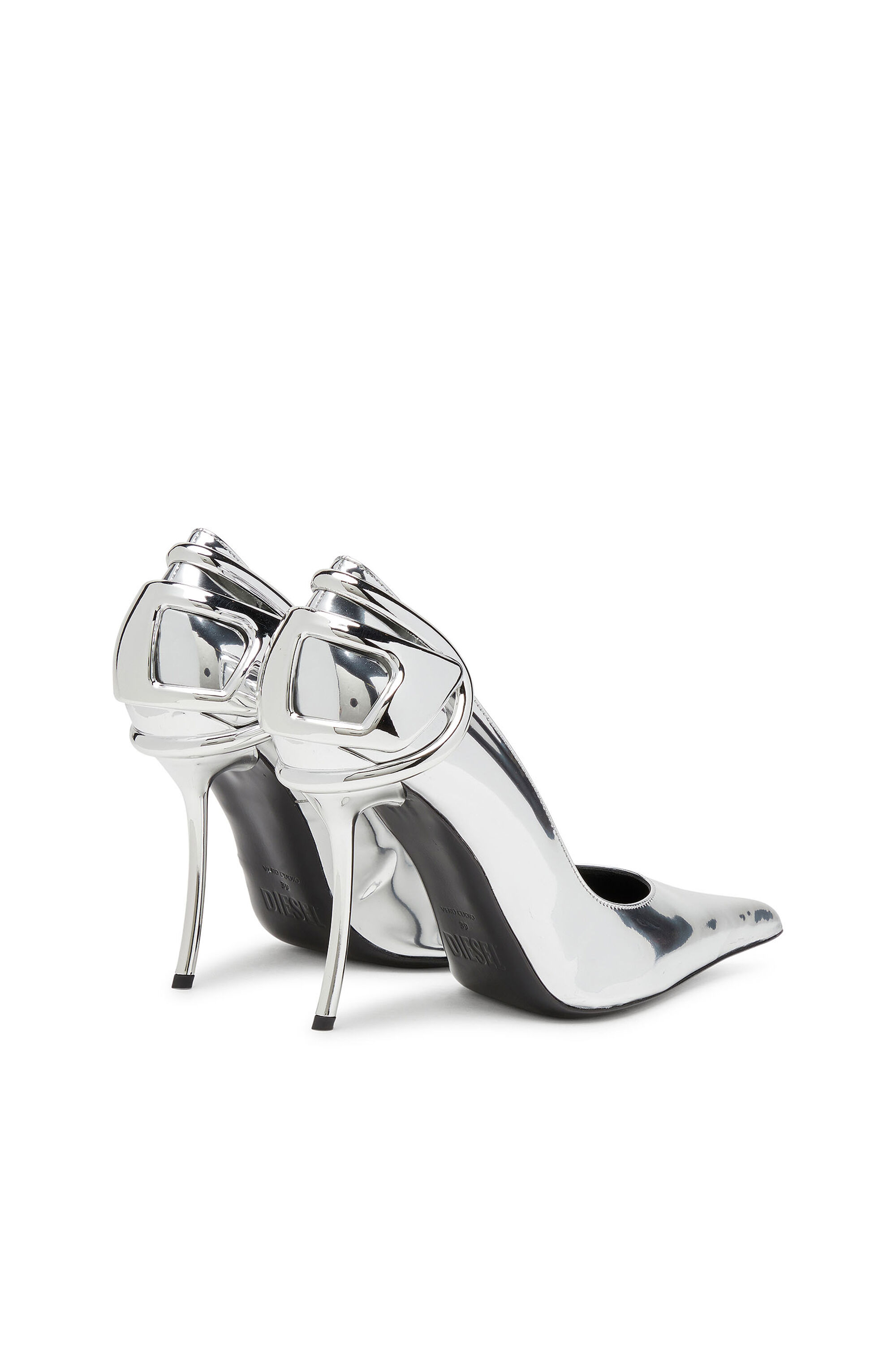 Diesel - D-TEN&HALF P, Woman's D-Ten&Half-Metallic pumps with curved heel in Silver - 3