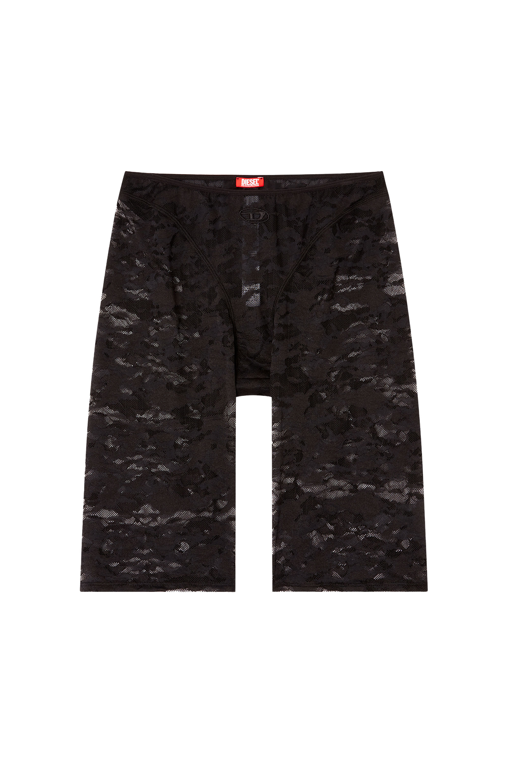 Diesel - KENDRA-UTLT, Woman's Camo lace bike shorts with lingerie detail in Black - 2