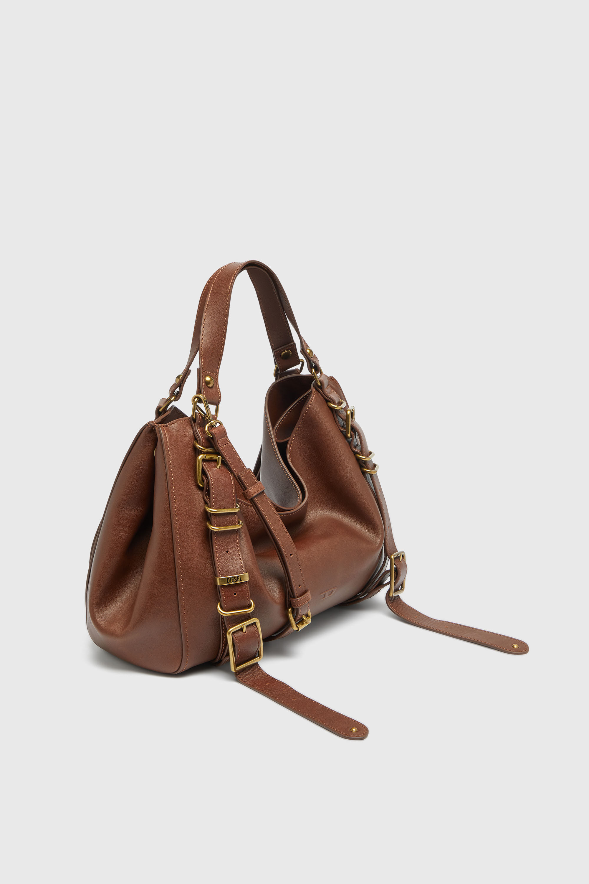 Diesel - D-ONE TOPHANDLE M, Unisex's D-One-Medium top-handle bag in treated leather in Brown - 5