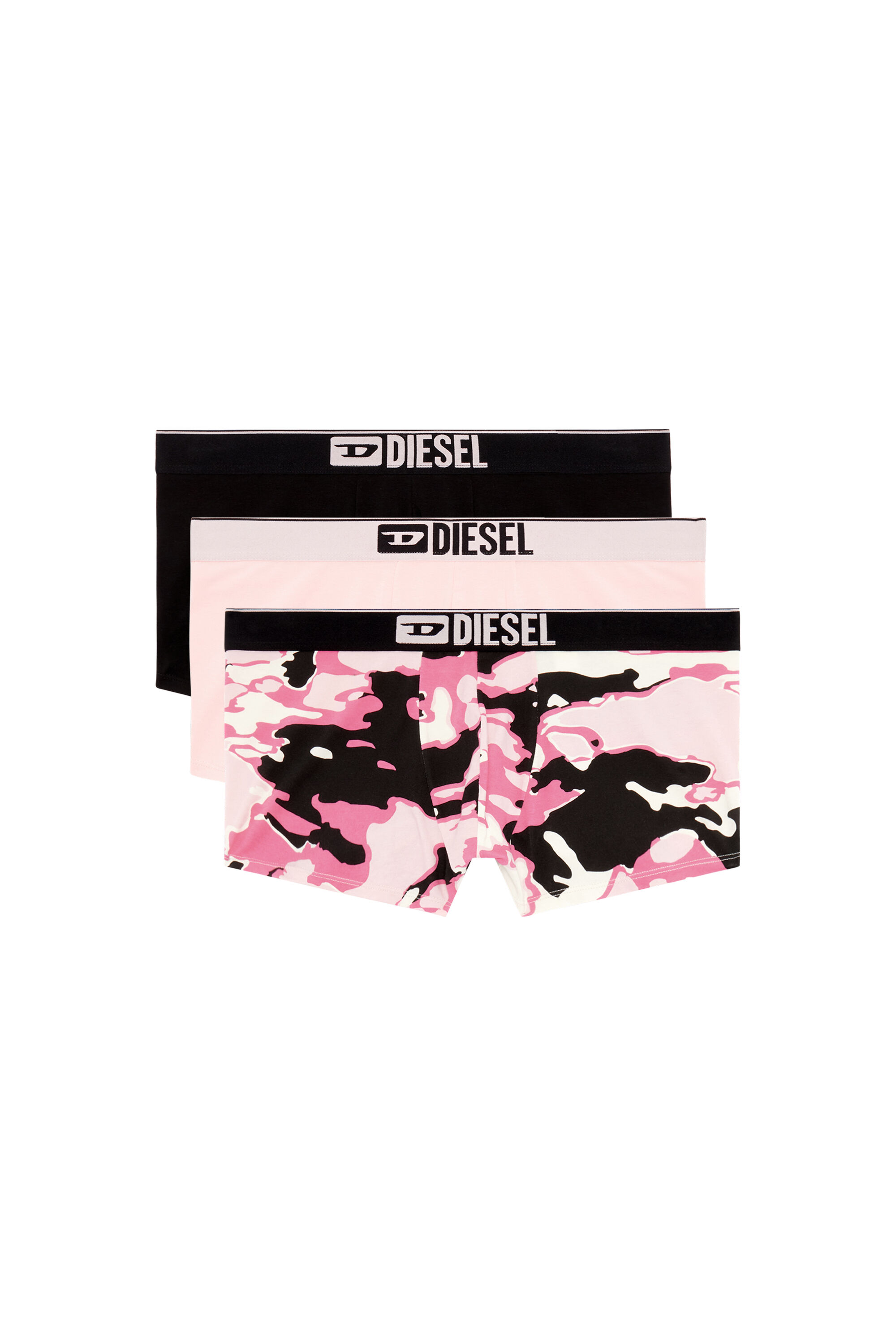 Diesel - UMBX-DAMIENTHREEPACK, Man's Three-pack boxer briefs plain and printed in Pink/Black - 2
