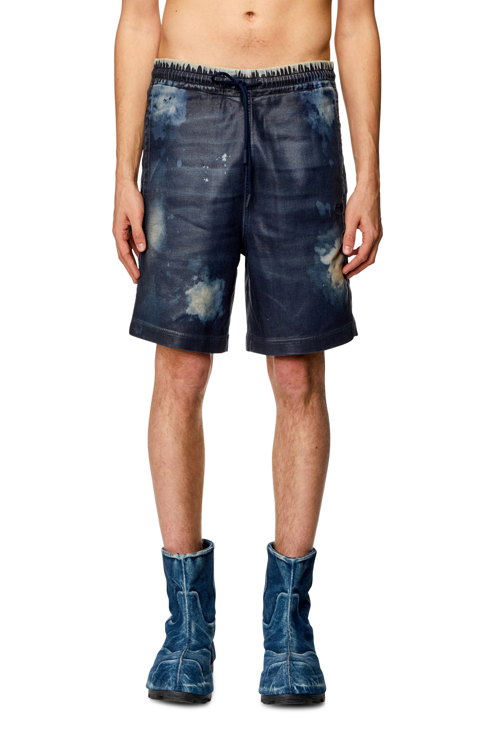 Diesel - D-BOXY-S TRACK, Man Shorts in coated Track Denim in Blue - Image 1